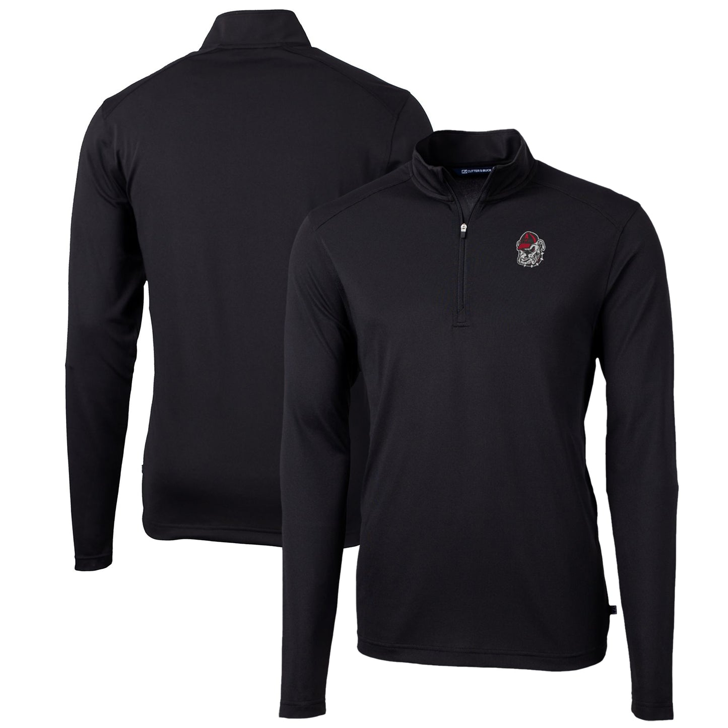 Men's Cutter & Buck Black Georgia Bulldogs Big & Tall Virtue Eco Pique Recycled Quarter-Zip Pullover Top