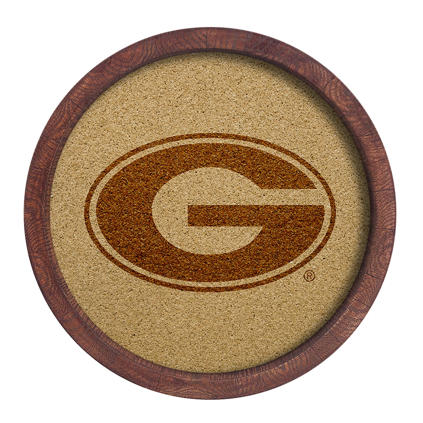 Georgia Bulldogs 20.25'' Round Faux Barrel Framed Cork Board