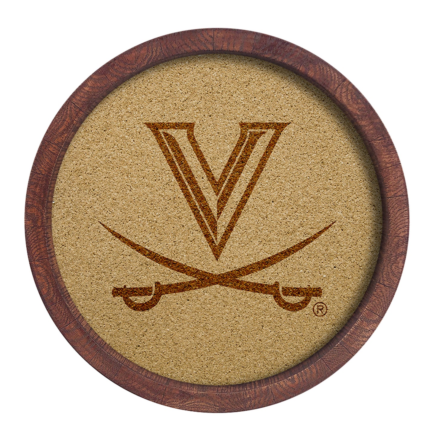 Virginia Cavaliers 20.25'' Round Faux Barrel Framed Cork Board