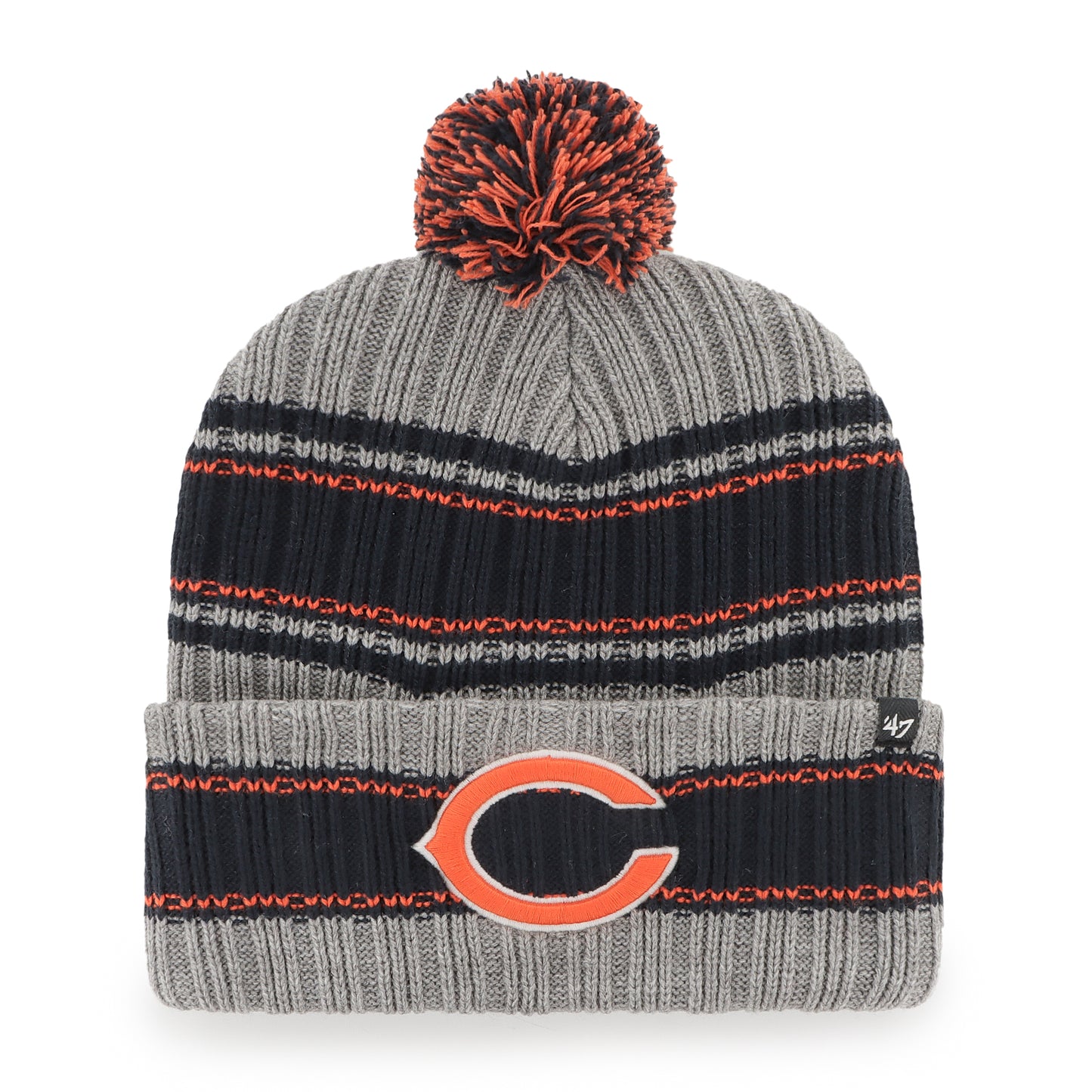 Men's '47 Graphite Chicago Bears Rexford Cuffed Knit Hat with Pom