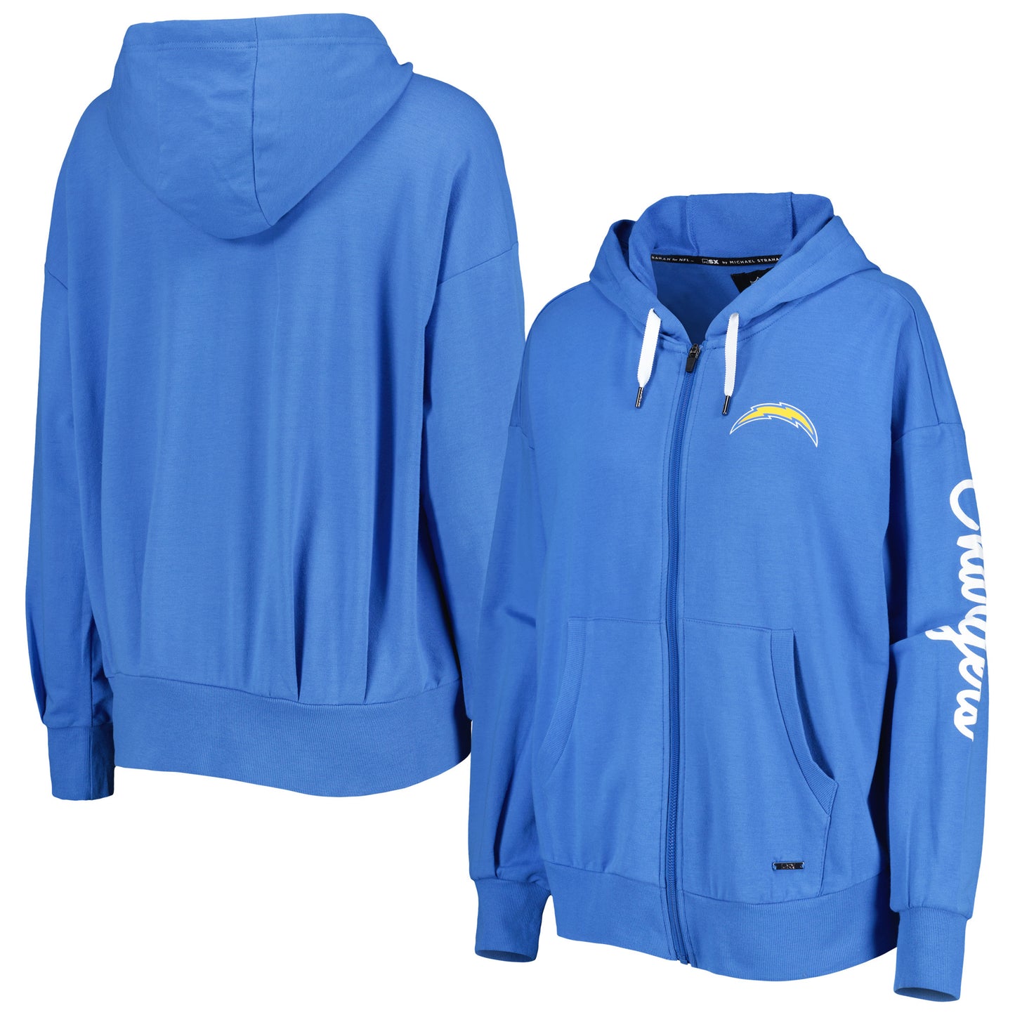 Women's MSX by Michael Strahan Powder Blue Los Angeles Chargers Emerson Lightweight Full-Zip Hoodie