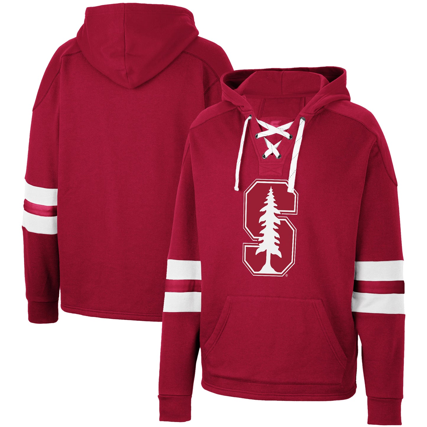 Men's Colosseum Cardinal Stanford Cardinal Lace-Up 4.0 Pullover Hoodie