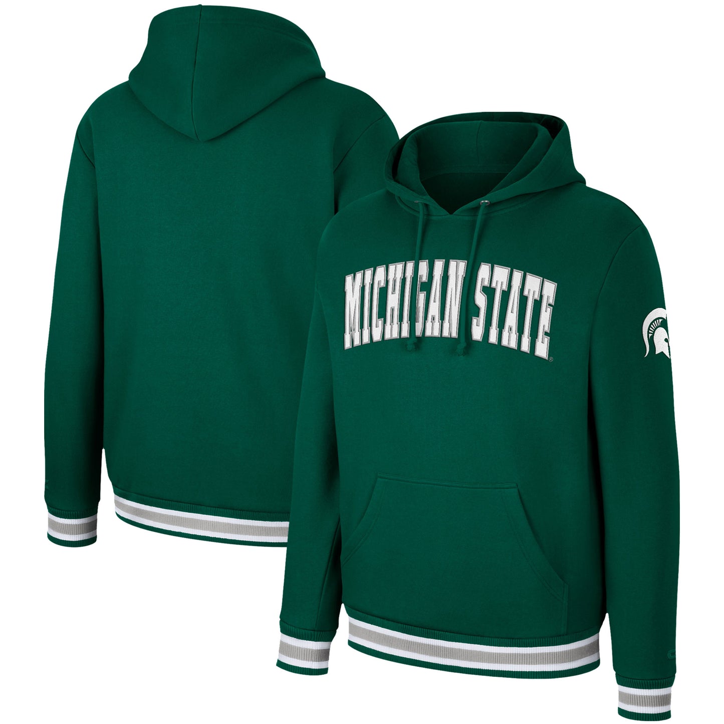 Men's Colosseum Green Michigan State Spartans Varsity Arch Pullover Hoodie