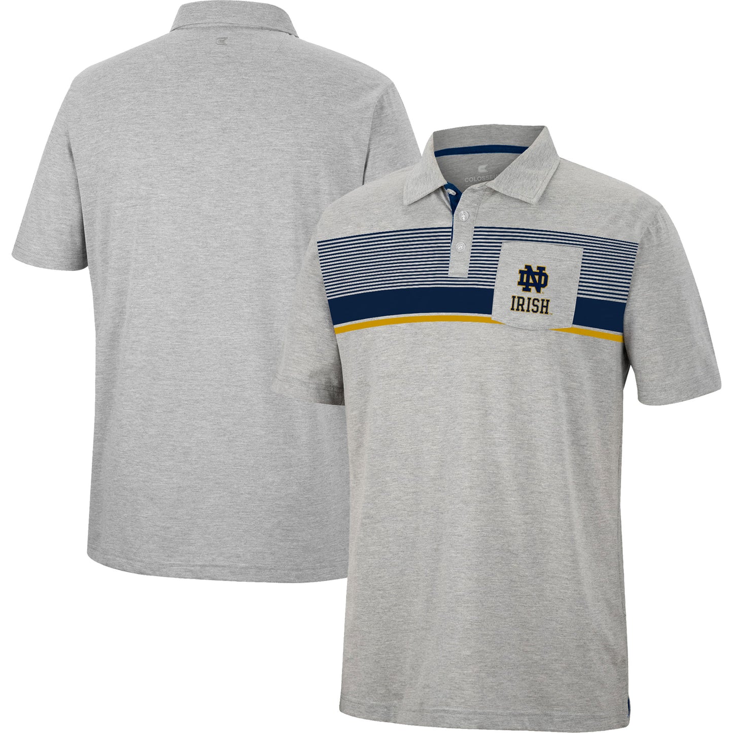 Men's Colosseum Heathered Gray Notre Dame Fighting Irish Golfer Pocket Polo