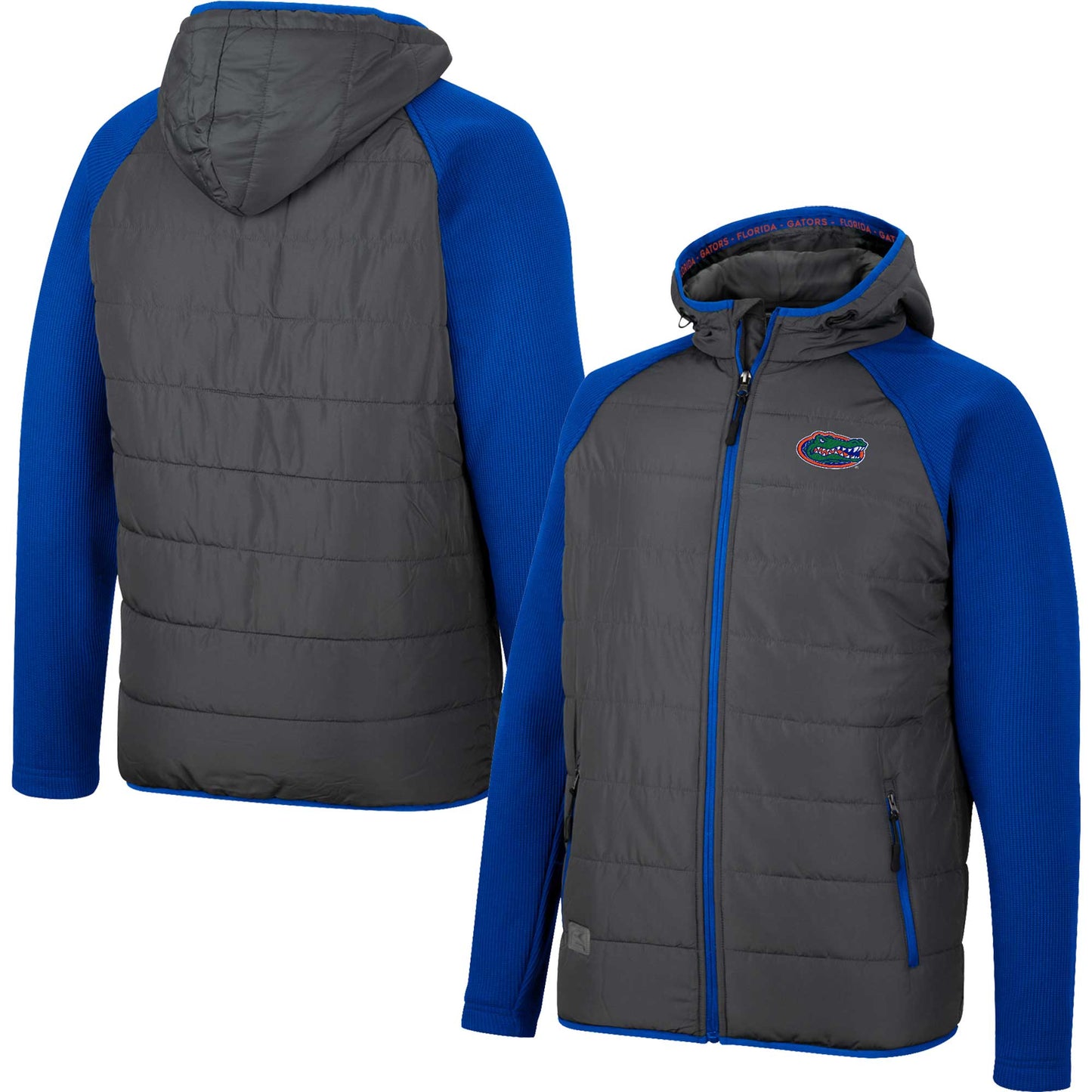 Men's Colosseum Charcoal/Royal Florida Gators Good On You Raglan Full-Zip Jacket