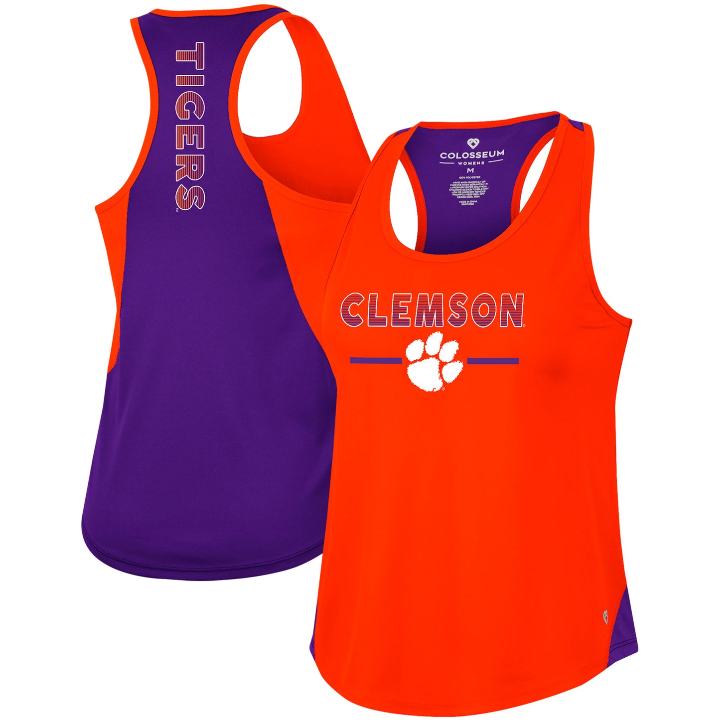Women's Colosseum Orange Clemson Tigers Sachs 2-Hit Scoop Neck Racerback Tank Top