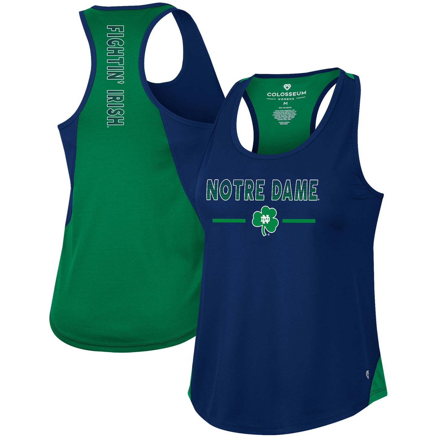 Women's Colosseum Navy Notre Dame Fighting Irish Sachs 2-Hit Scoop Neck Racerback Tank Top