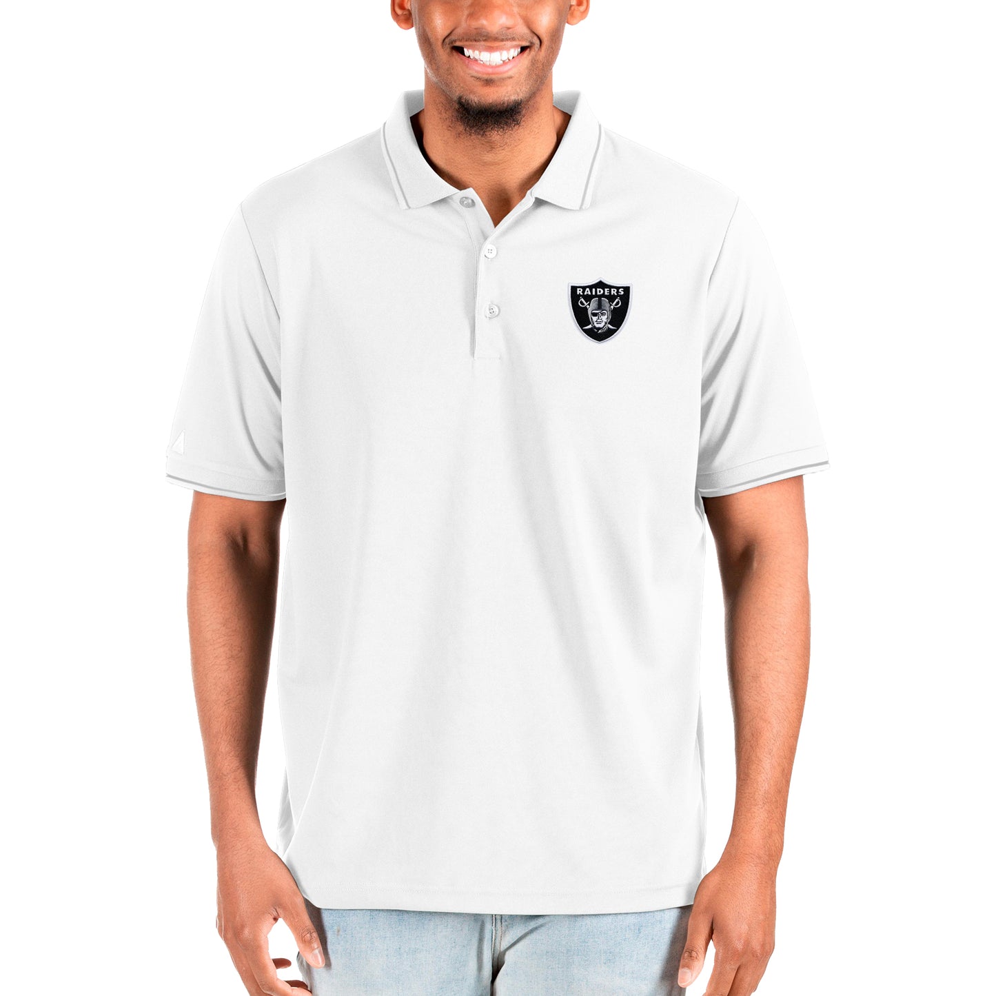 Men's Antigua White Las Vegas Raiders Big & Tall Affluent Polo