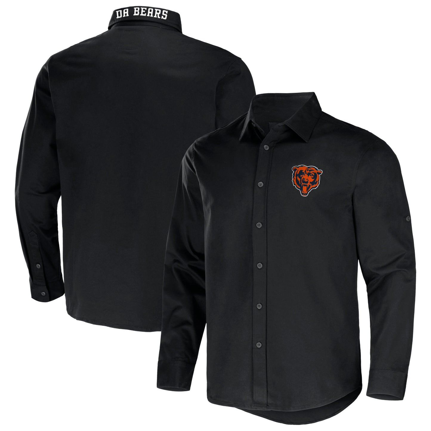 Men's NFL x Darius Rucker Collection by Fanatics Black Chicago Bears Convertible Twill Long Sleeve Button-Up Shirt