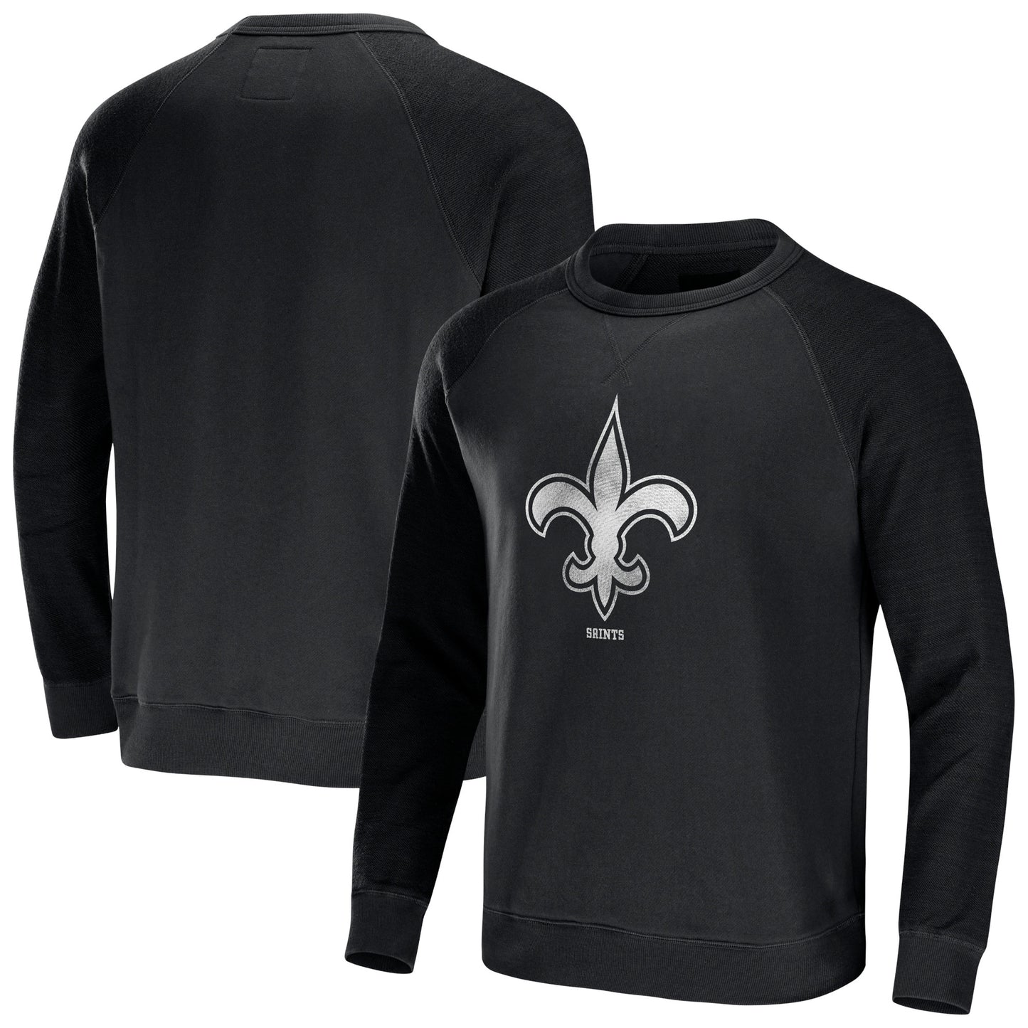 Men's NFL x Darius Rucker Collection by Fanatics Black New Orleans Saints Distressed Lightweight Pullover Sweatshirt