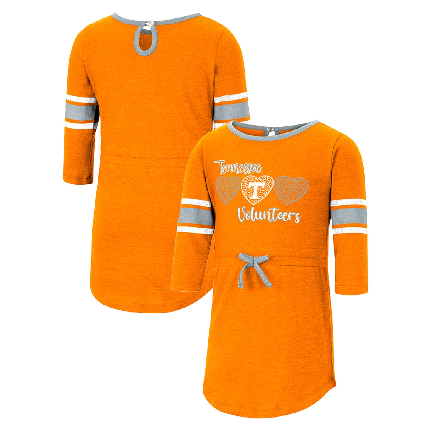 Girls Toddler Colosseum Heathered Tennessee Orange Tennessee Volunteers Poppin Sleeve Stripe Dress