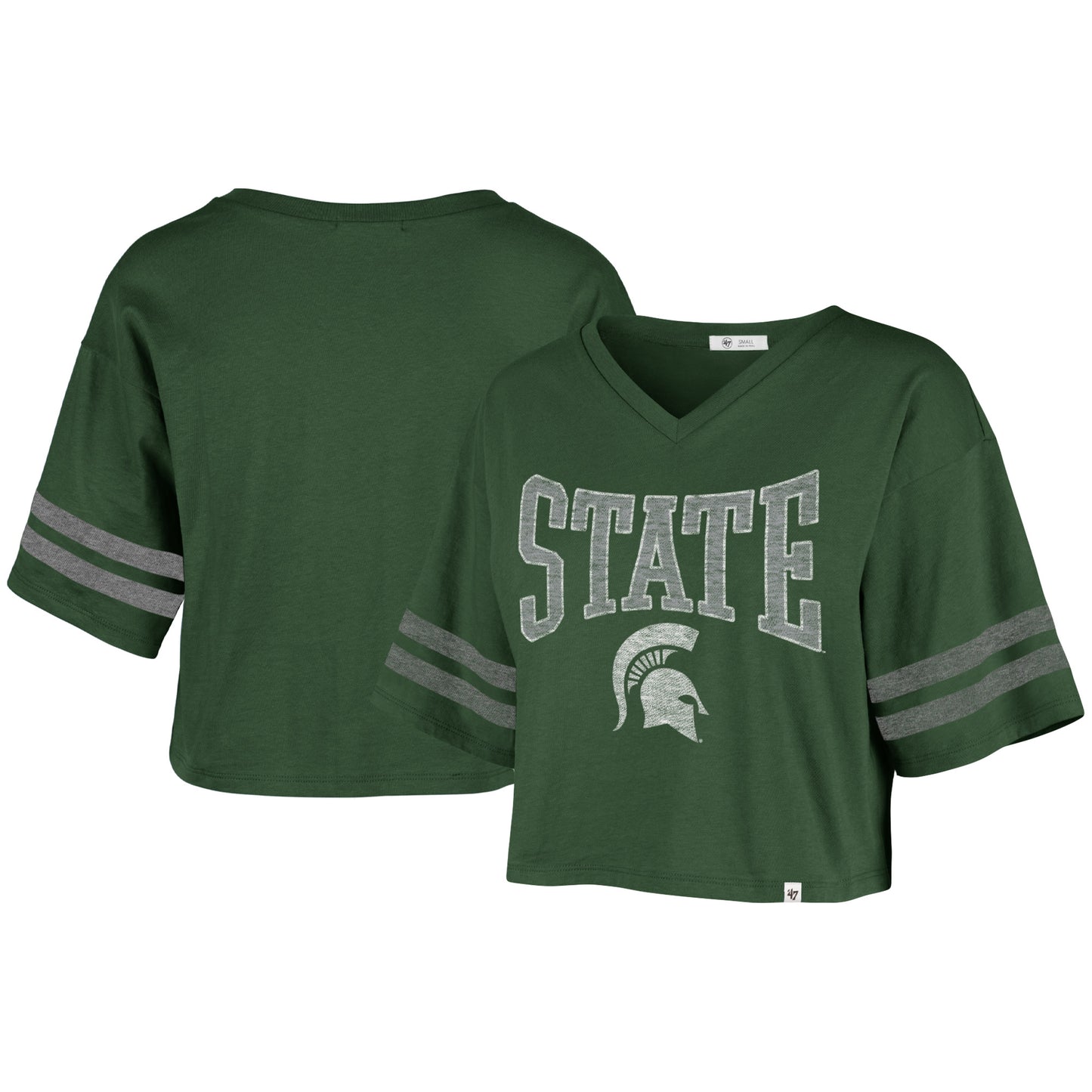 Women's '47 Green Michigan State Spartans Sporty V-Neck Crop Top