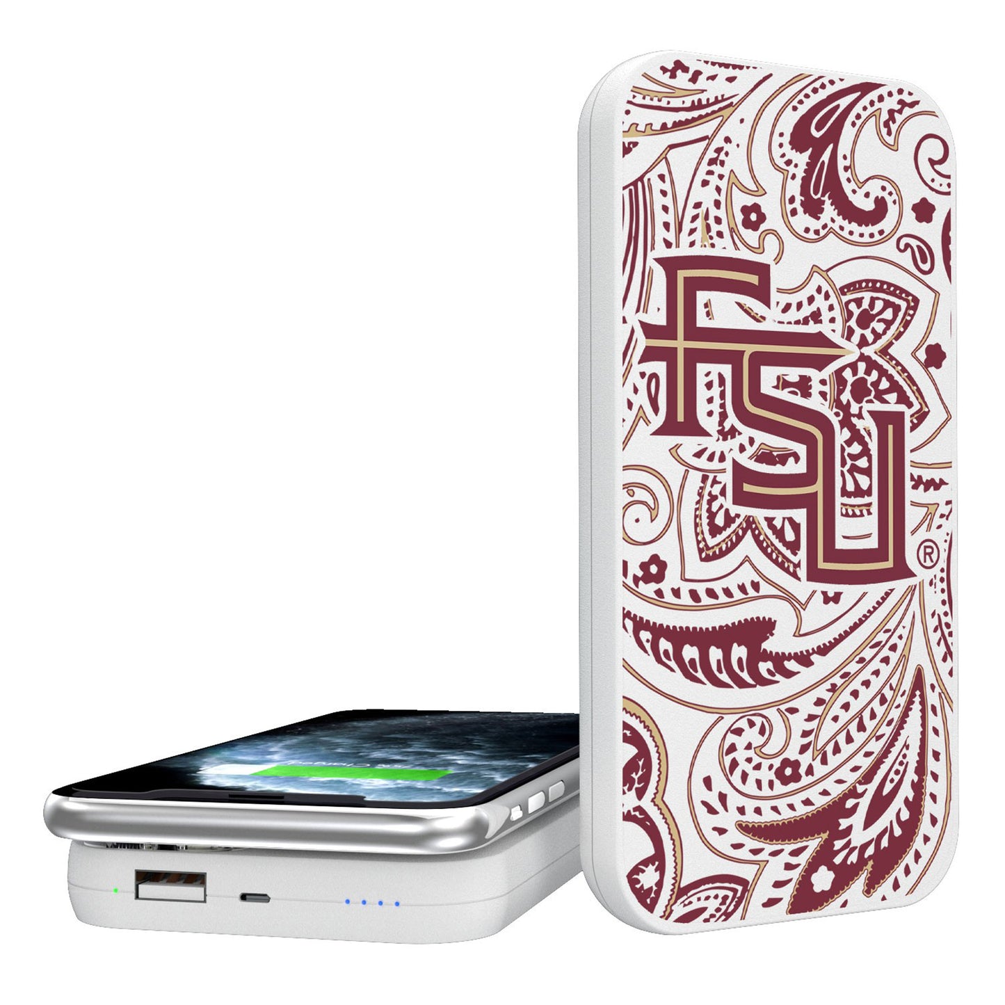 Florida State Seminoles Alternate Logo 5000mAh Paisley Design Wireless Powerbank