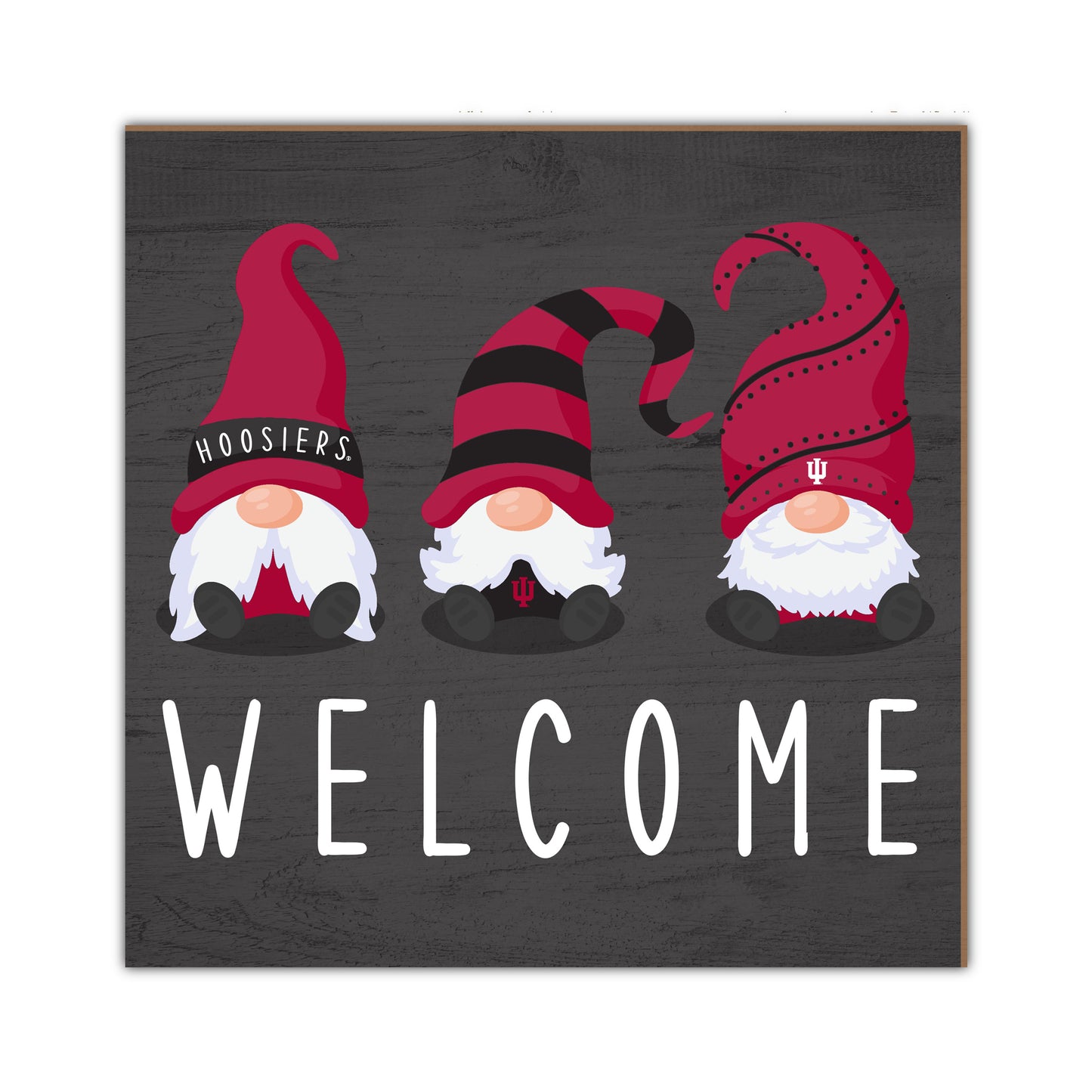 Indiana Hoosiers 10'' x 10'' Welcome Gnomes Sign
