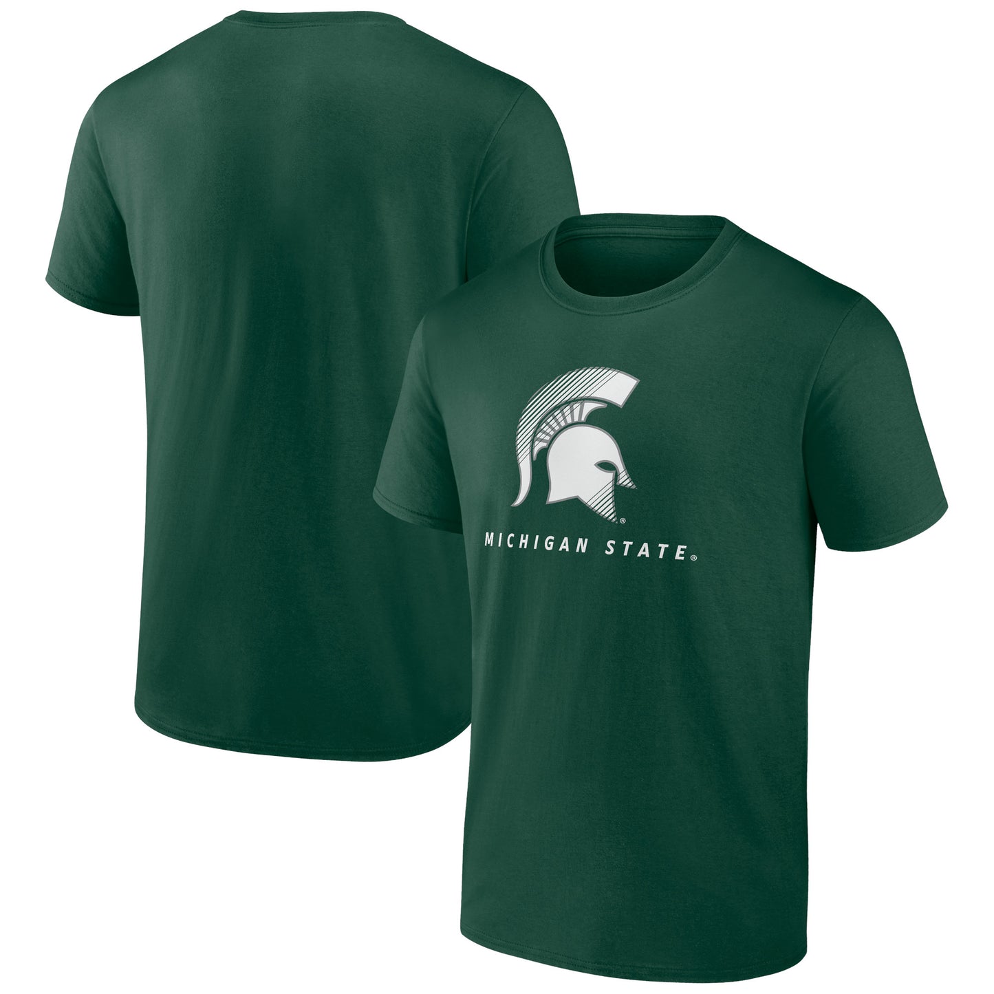 Men's Fanatics Green Michigan State Spartans Linear Logo T-Shirt