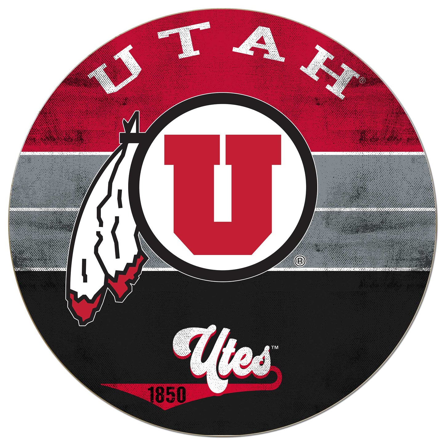 Utah Utes 20'' x 20'' Retro Logo Circle Sign