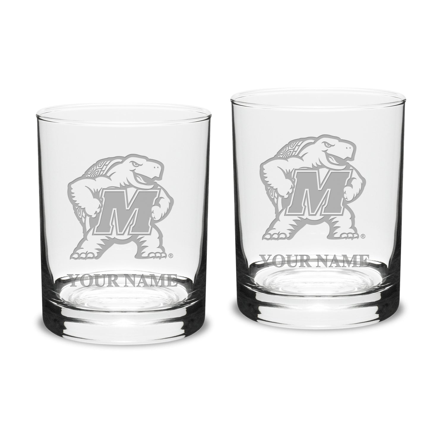 Maryland Terrapins Personalized 14oz. 2-Piece Classic Double Old Fashioned Glass Set