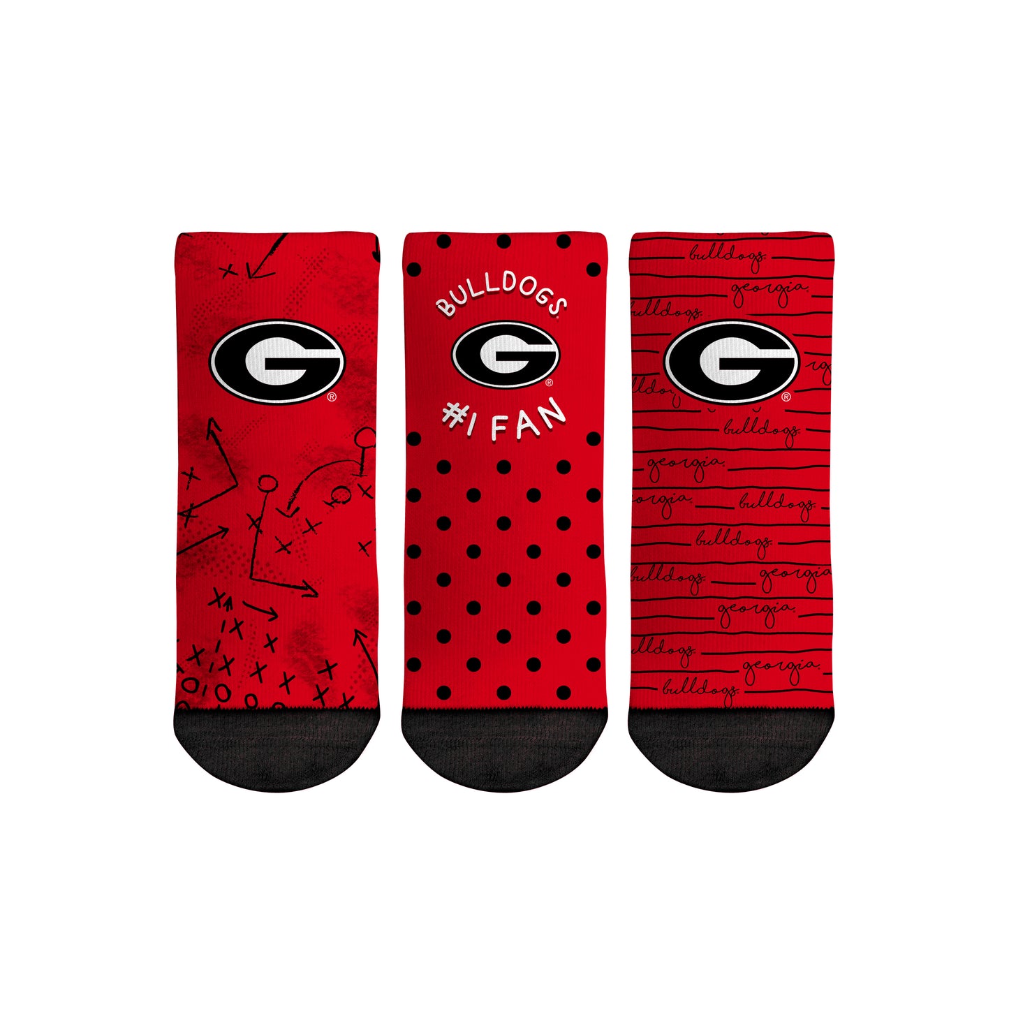 Toddler Rock Em Socks Georgia Bulldogs #1 Fan 3-Pack Crew Socks Set