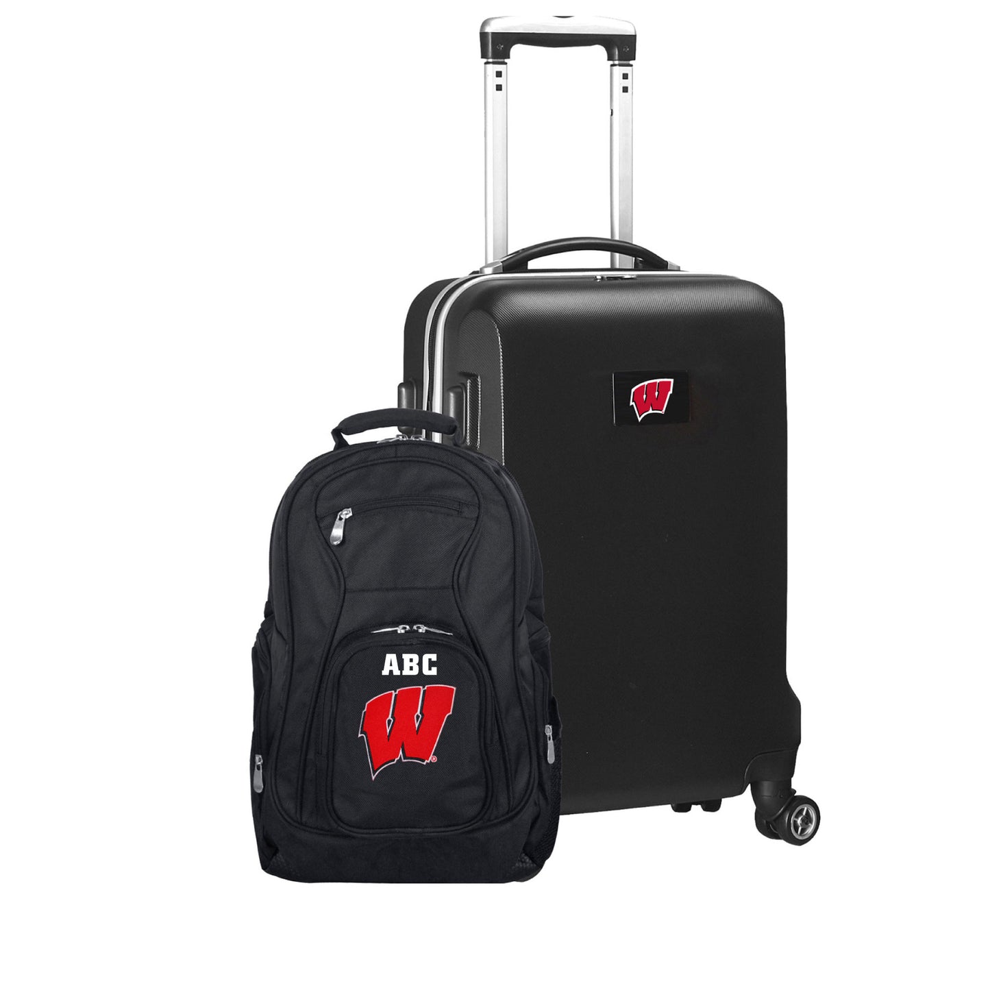 MOJO Black Wisconsin Badgers Personalized Deluxe 2-Piece Backpack & Carry-On Set