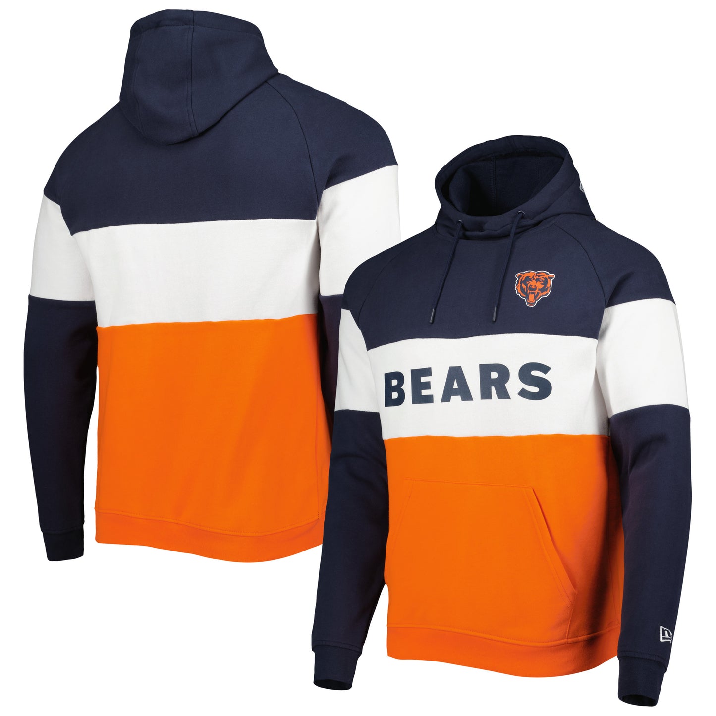Men's New Era Orange Chicago Bears Colorblock Current Pullover Hoodie