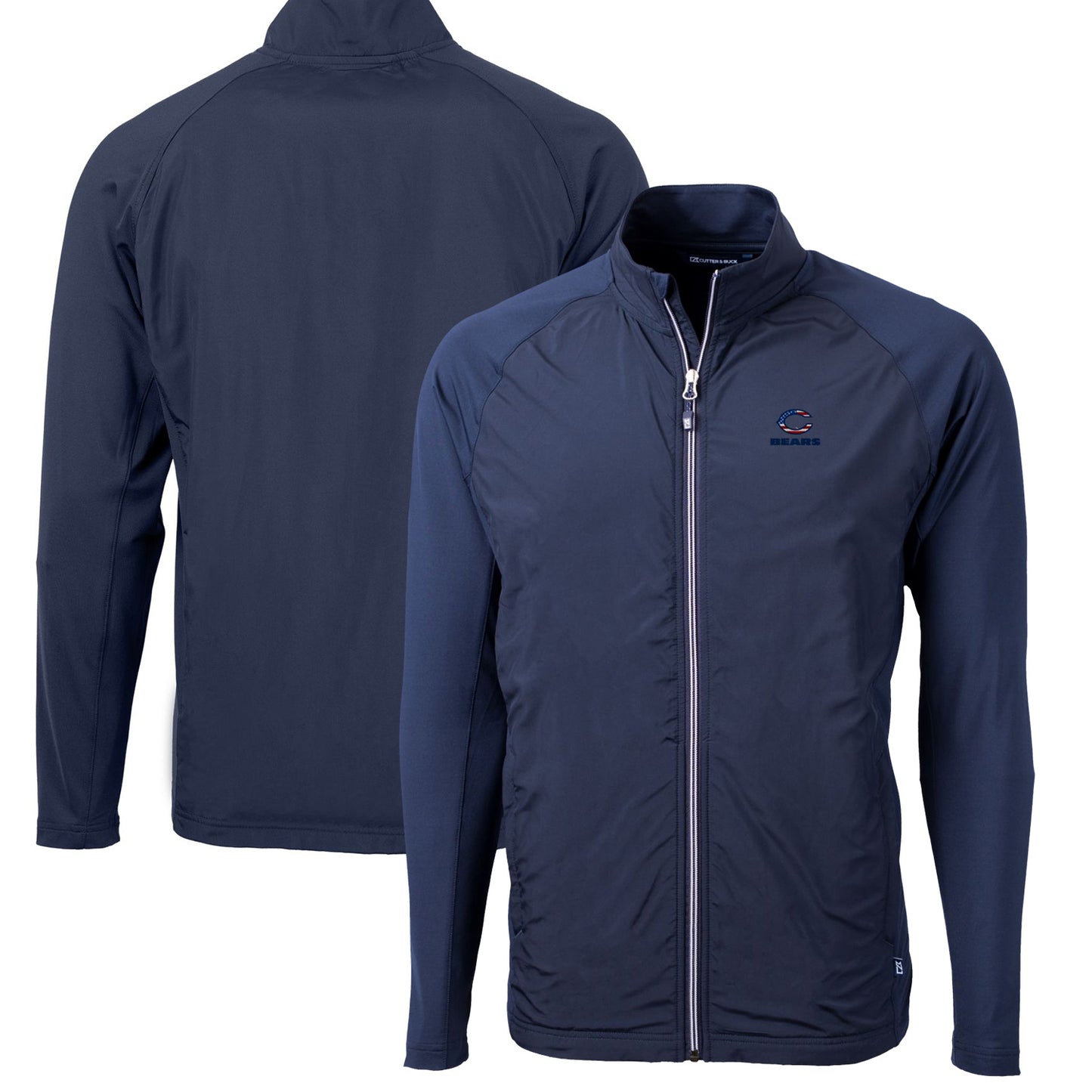 Men's Cutter & Buck Navy Chicago Bears Big & Tall Adapt Eco Knit Hybrid Recycled Full-Zip Jacket