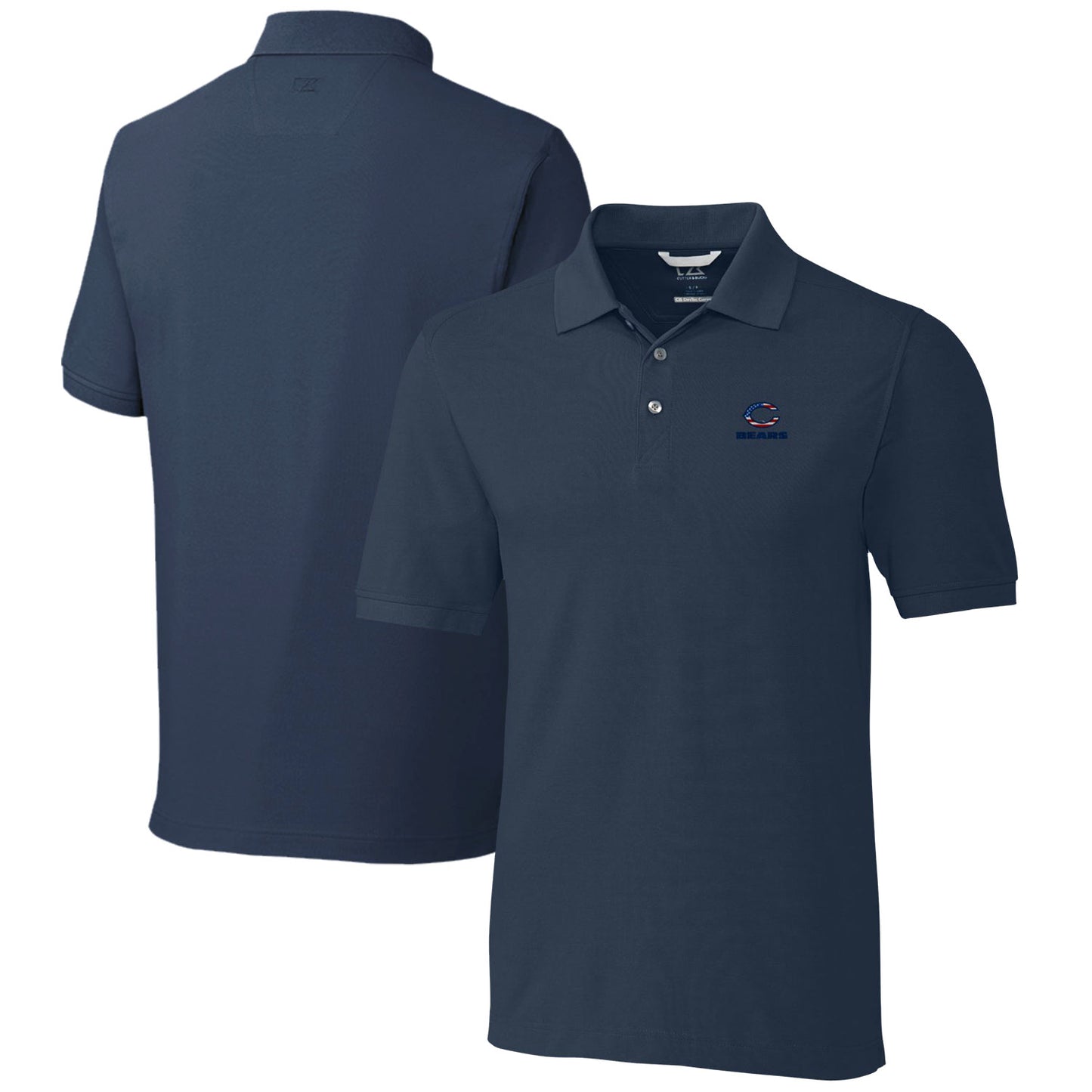 Men's Cutter & Buck Navy Chicago Bears Big & Tall Advantage Tri-Blend Pique Polo