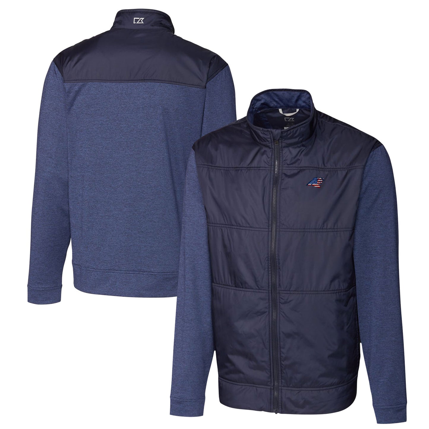 Men's Cutter & Buck Navy Carolina Panthers Big & Tall Stealth Hybrid Quilted Full-Zip Windbreaker Jacket