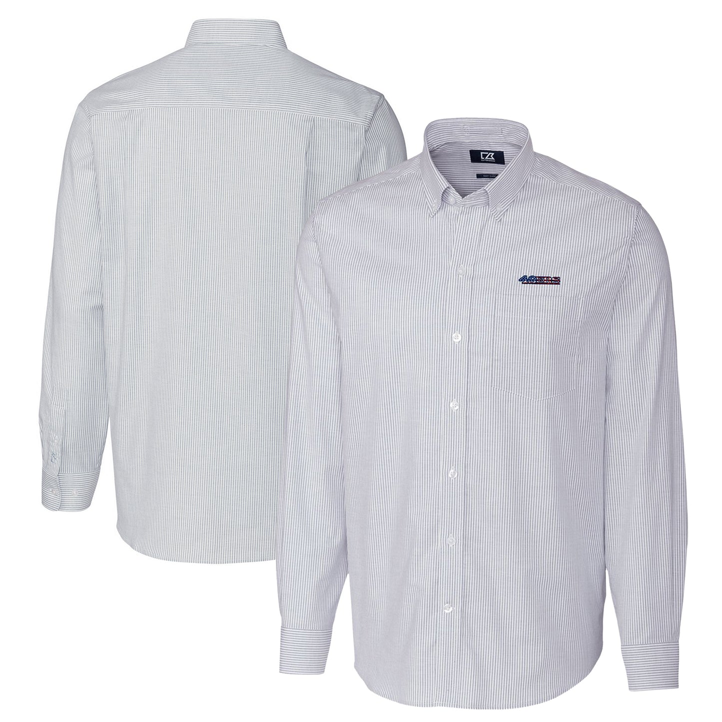 Men's Cutter & Buck Light Blue San Francisco 49ers Big & Tall Stretch Oxford Stripe Long Sleeve Button-Down Shirt
