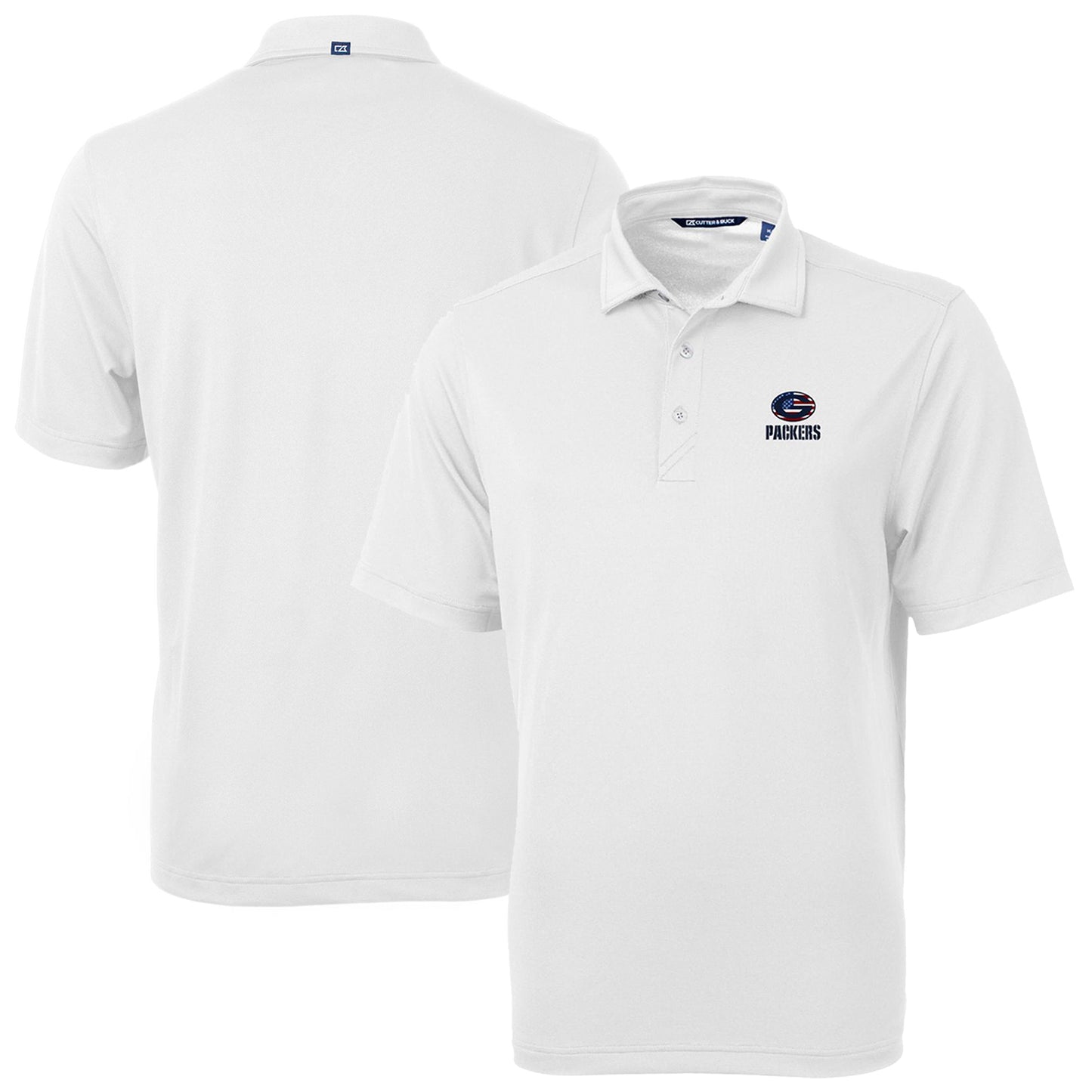 Men's Cutter & Buck White Green Bay Packers Big & Tall Team Virtue Eco Pique Recycled Polo
