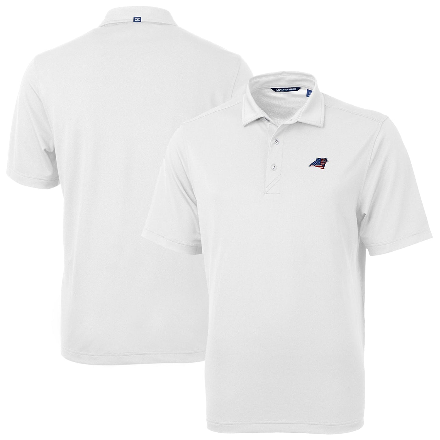 Men's Cutter & Buck White Carolina Panthers Big & Tall Team Virtue Eco Pique Recycled Polo