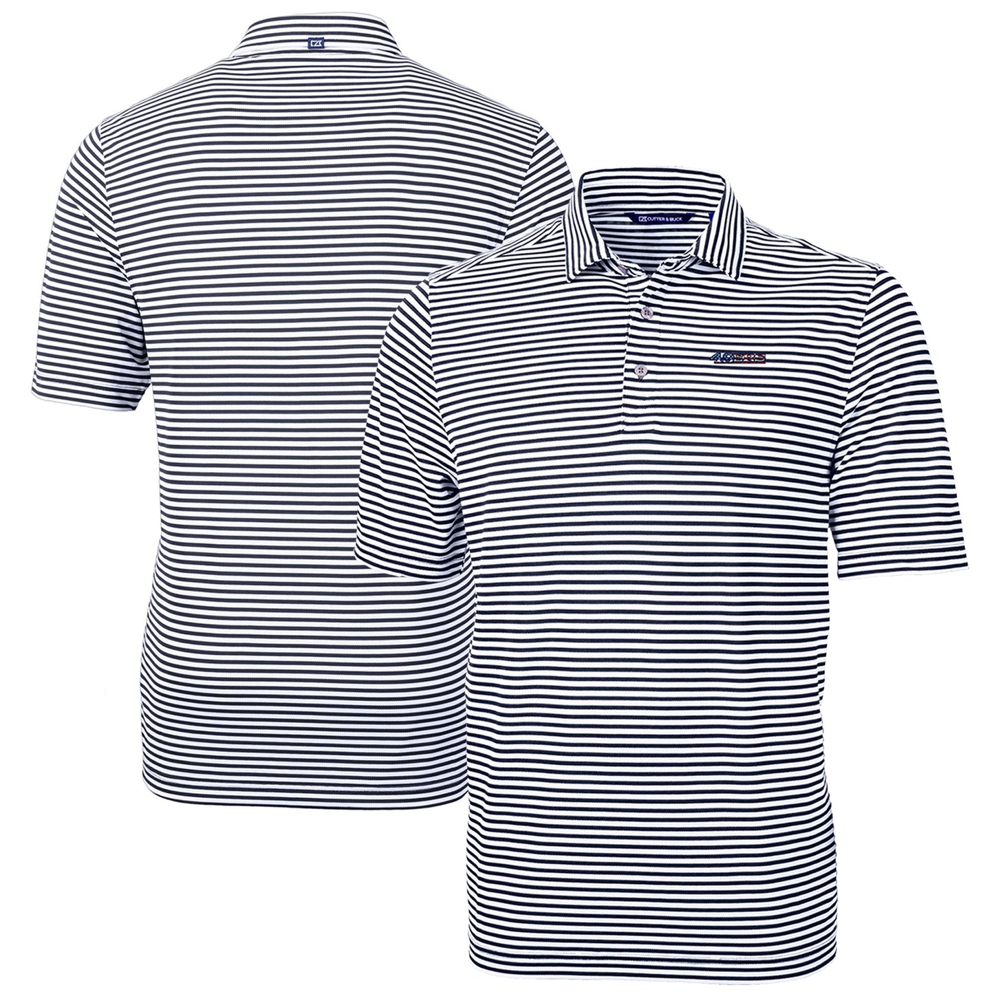 Men's Cutter & Buck Navy San Francisco 49ers Big & Tall Virtue Eco Pique Stripe Recycled Polo