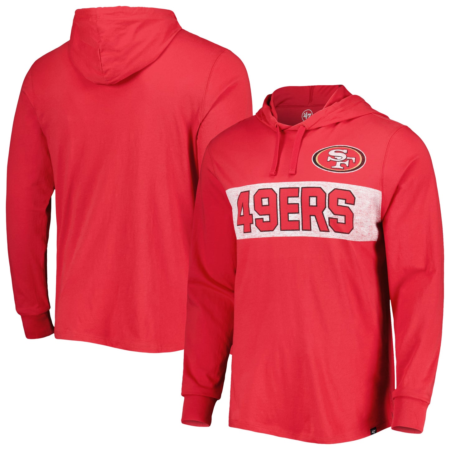 Men's '47 Scarlet San Francisco 49ers Field Franklin Hooded Long Sleeve T-Shirt
