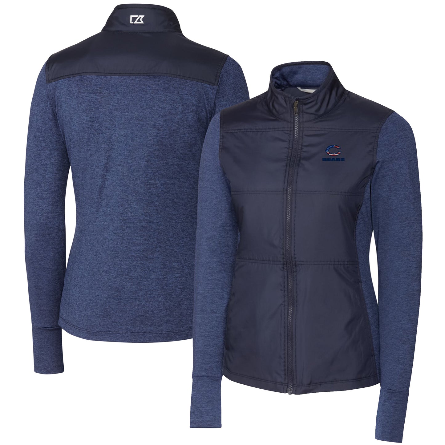 Women's Cutter & Buck Navy Chicago Bears Stealth Full-Zip Jacket