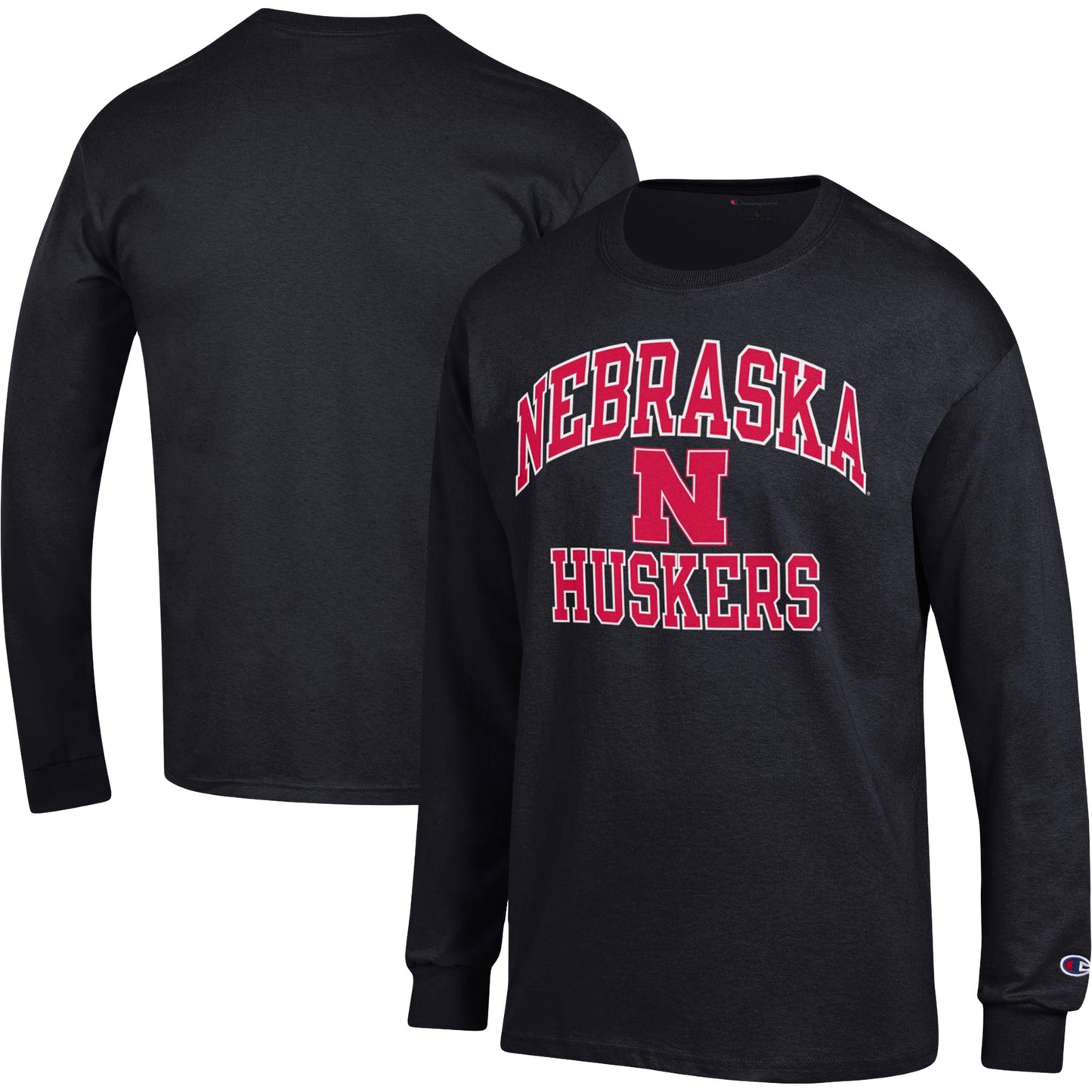Men's Champion Black Nebraska Huskers High Motor Long Sleeve T-Shirt