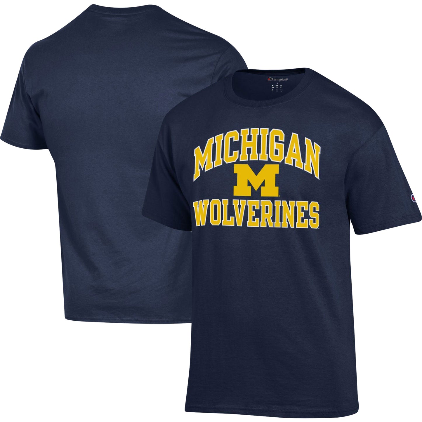 Men's Champion Navy Michigan Wolverines High Motor T-Shirt