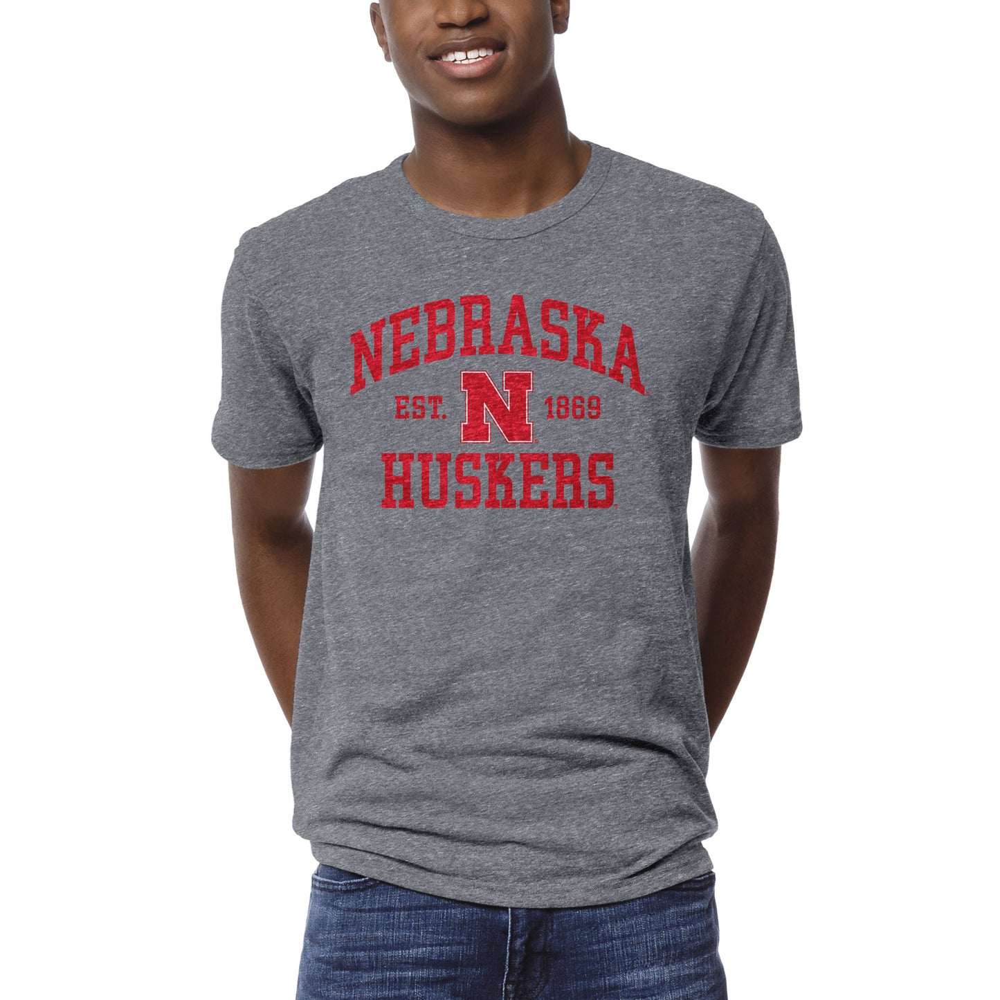 Men's League Collegiate Wear Heather Gray Nebraska Huskers 1274 Victory Falls T-Shirt