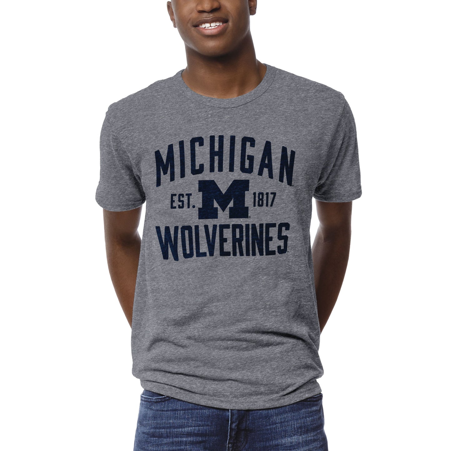 Men's League Collegiate Wear Heather Gray Michigan Wolverines 1274 Victory Falls T-Shirt