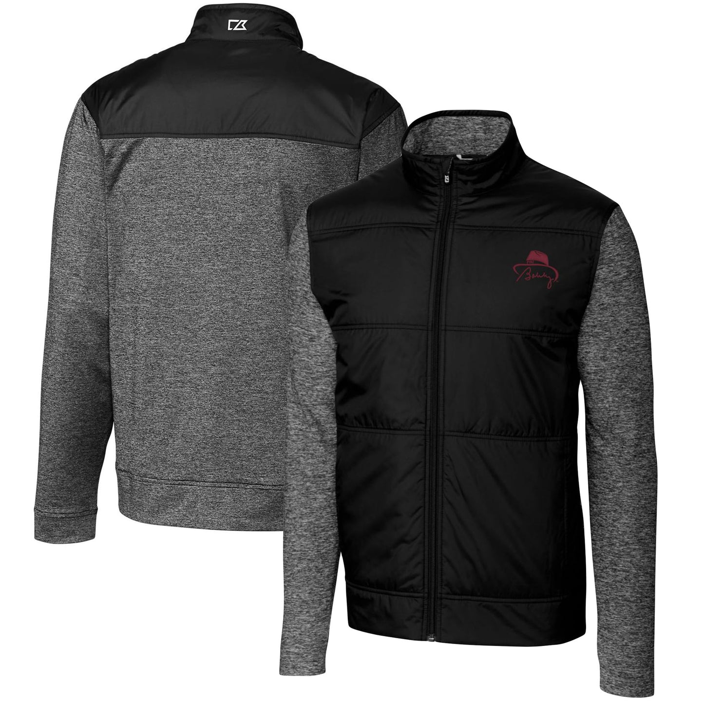 Men's Cutter & Buck Bobby Bowden Black Florida State Seminoles Big & Tall Stealth Quilted Full-Zip Windbreaker Jacket