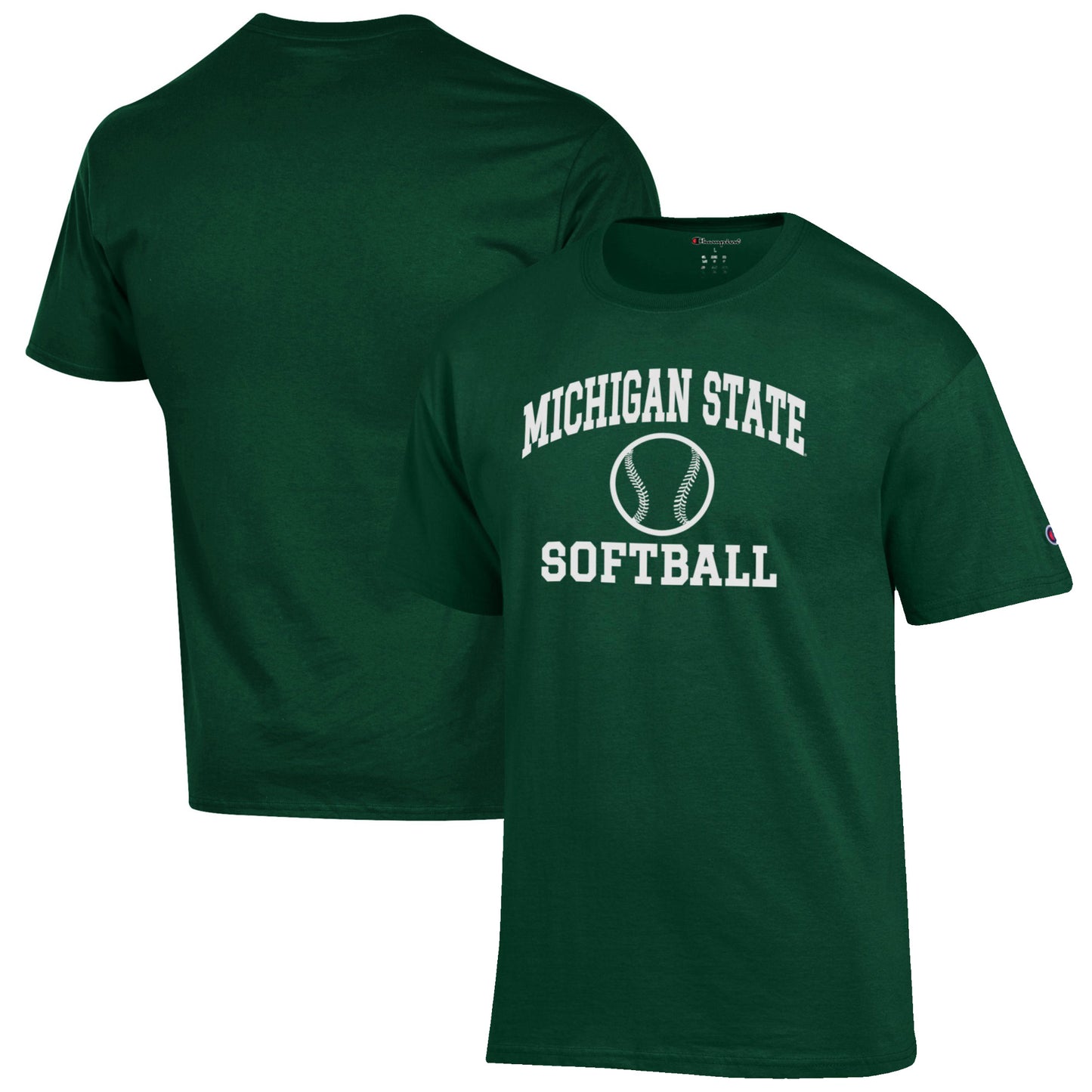Men's Champion Green Michigan State Spartans Softball Icon T-Shirt