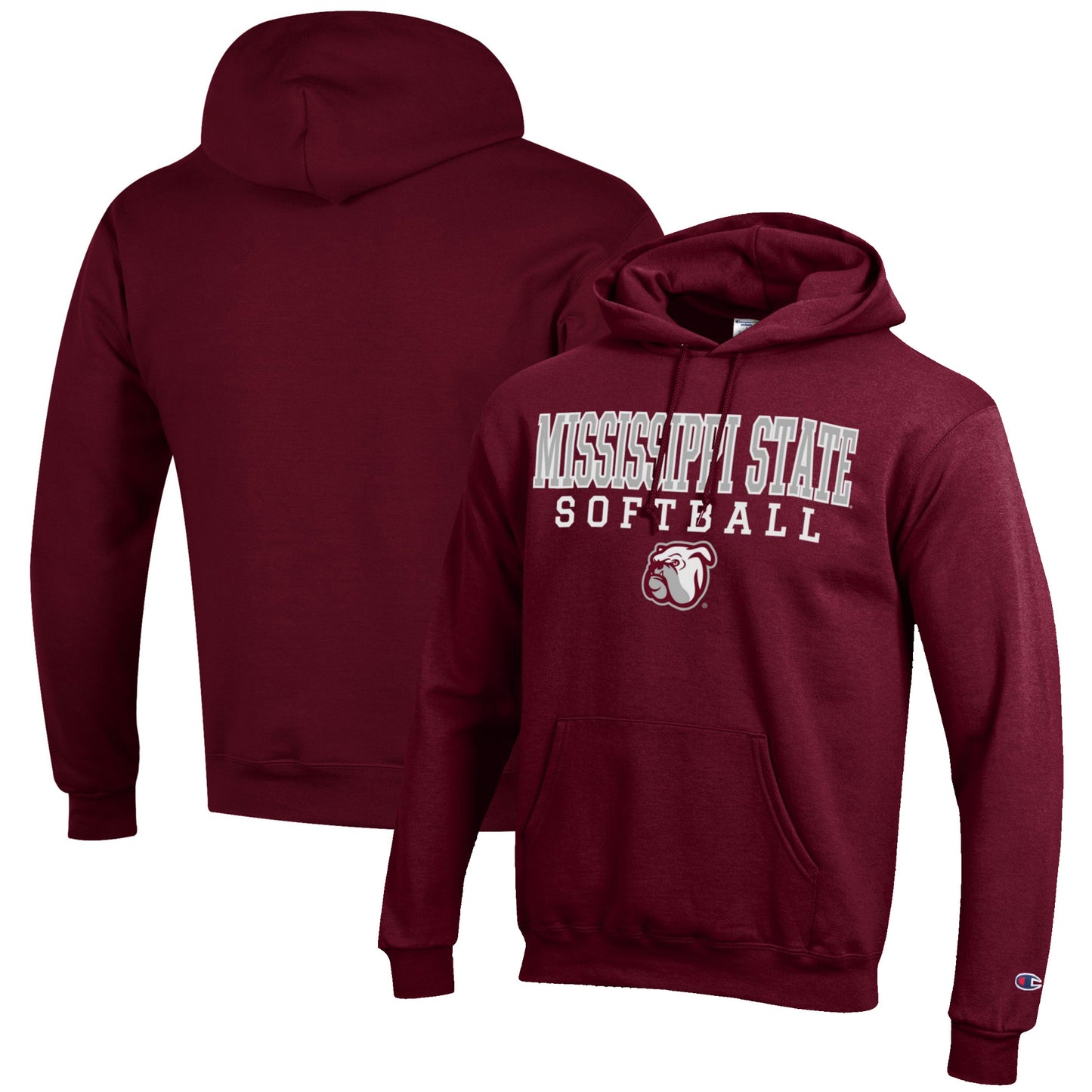 Men's Champion Maroon Mississippi State Bulldogs Softball Stack Pullover Hoodie