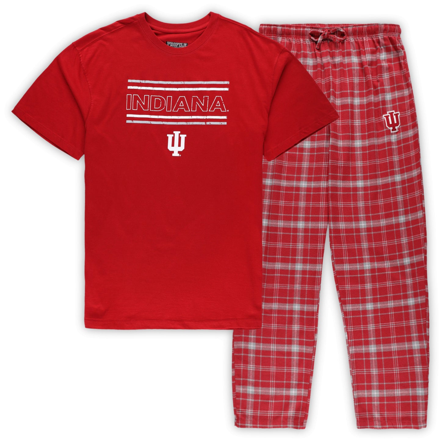 Men's Concepts Sport Crimson Indiana Hoosiers Big & Tall Plaid Pants Sleep Set