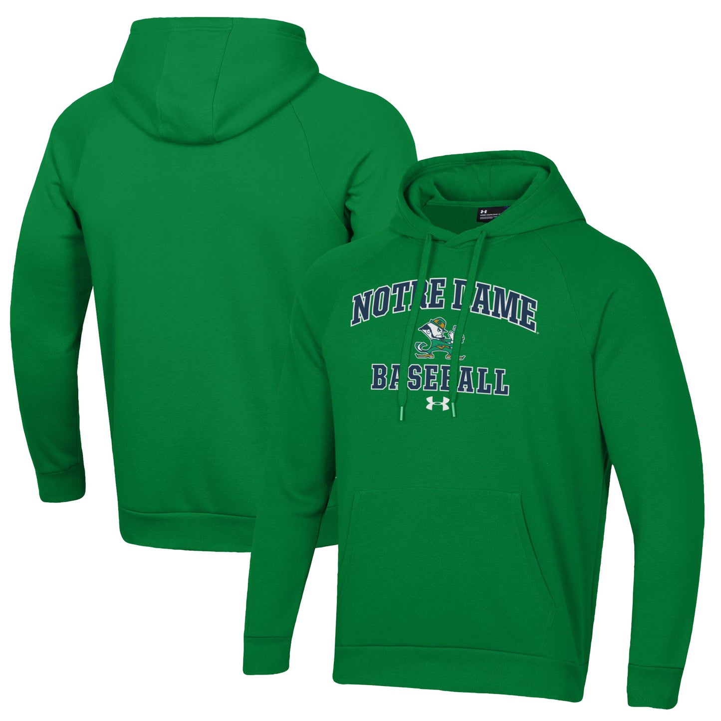 Men's Under Armour Green Notre Dame Fighting Irish Baseball All Day Arch Fleece Pullover Hoodie