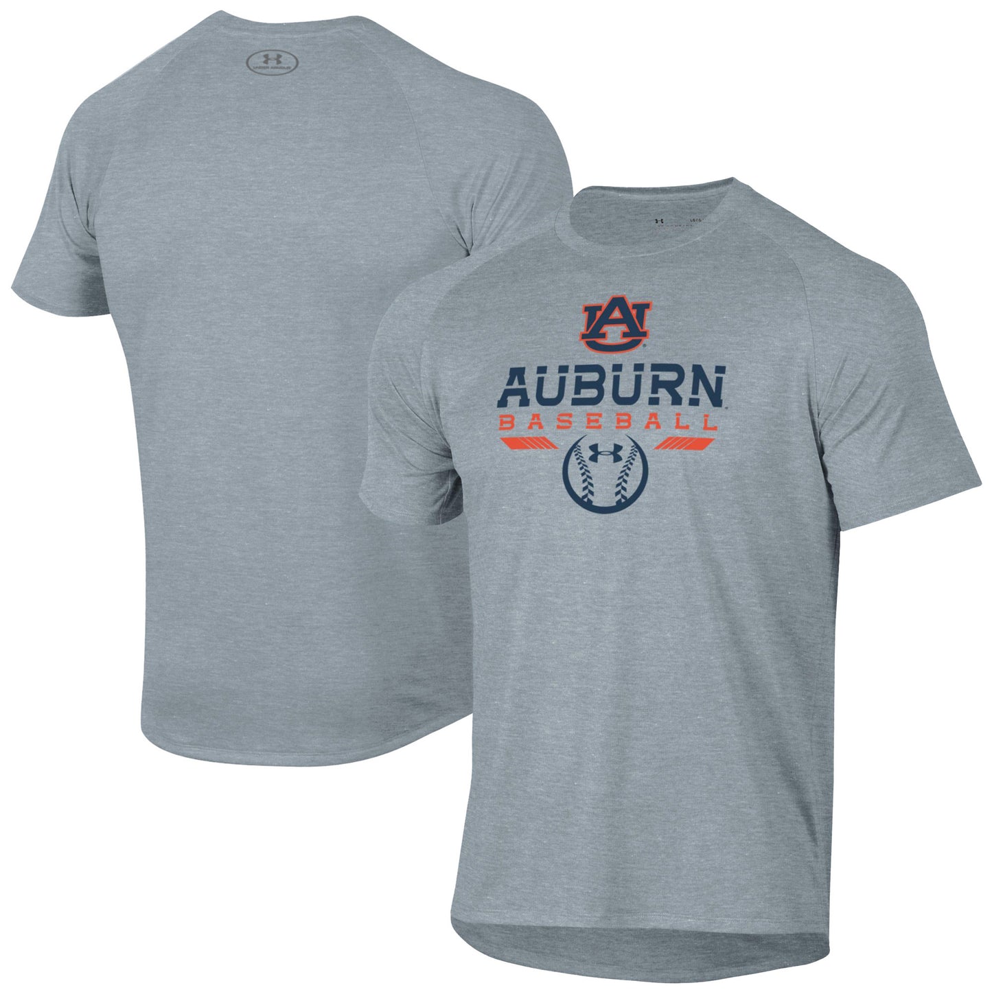 Men's Under Armour Gray Auburn Tigers Baseball Icon Raglan Performance T-Shirt