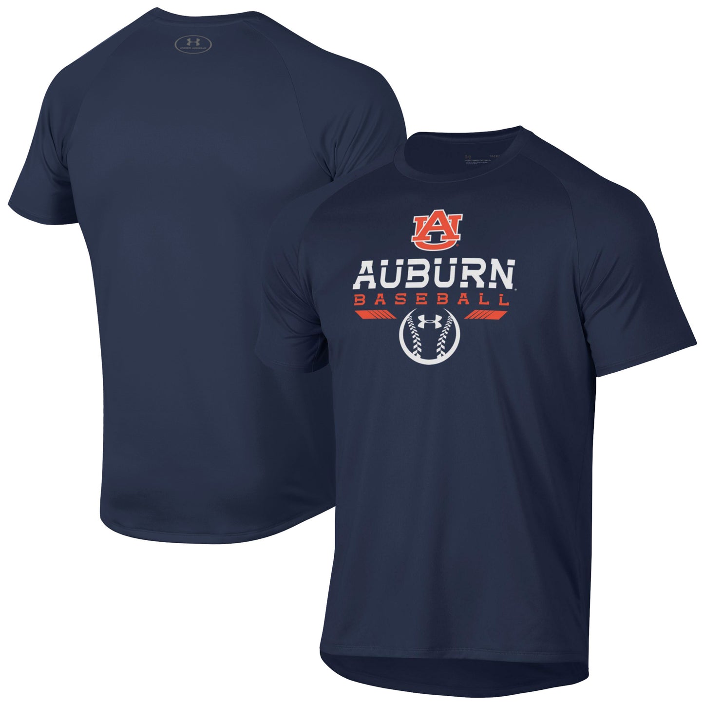 Men's Under Armour Navy Auburn Tigers Baseball Icon Raglan Performance T-Shirt