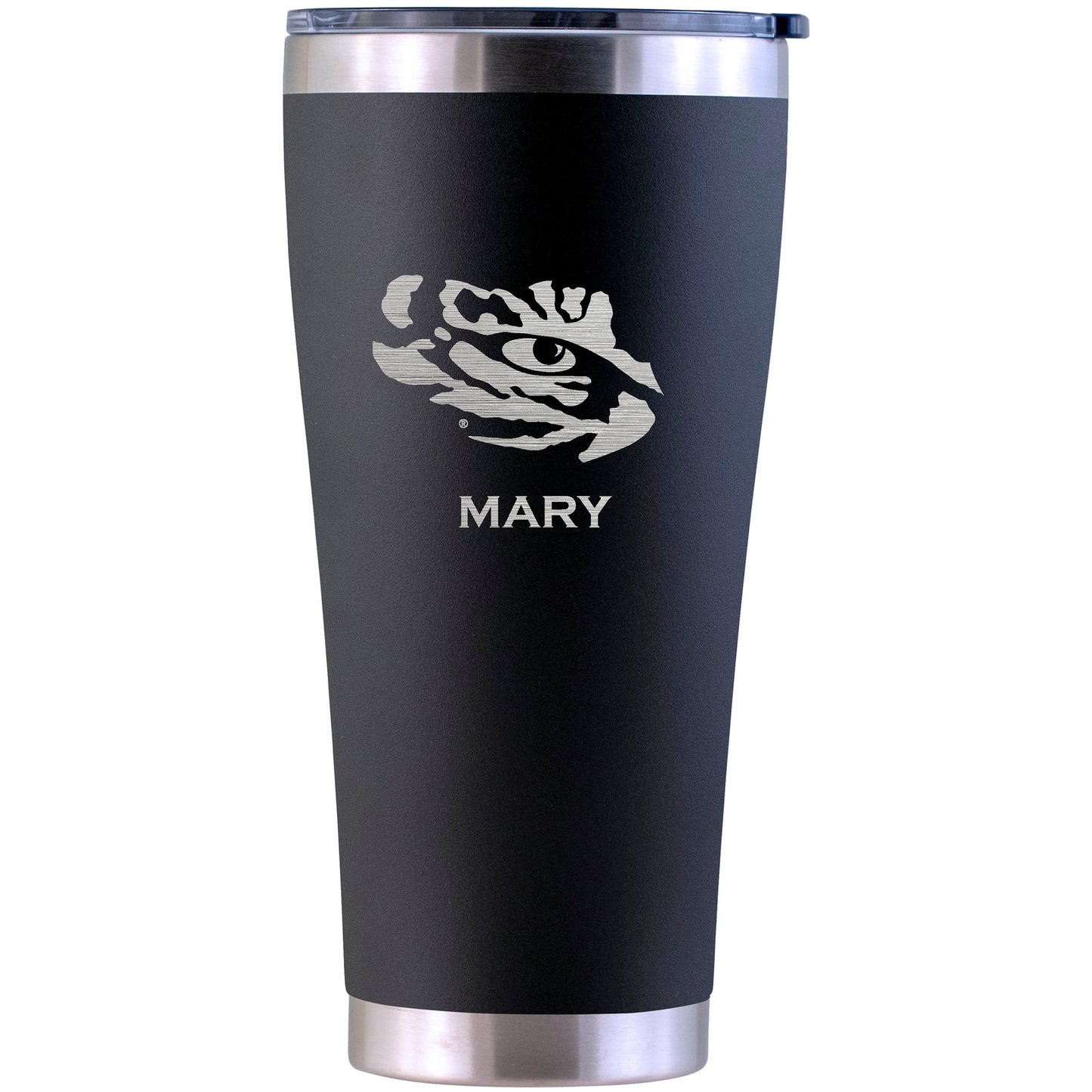 LSU Tigers Personalized 30oz. Laser Etched Black Tumbler