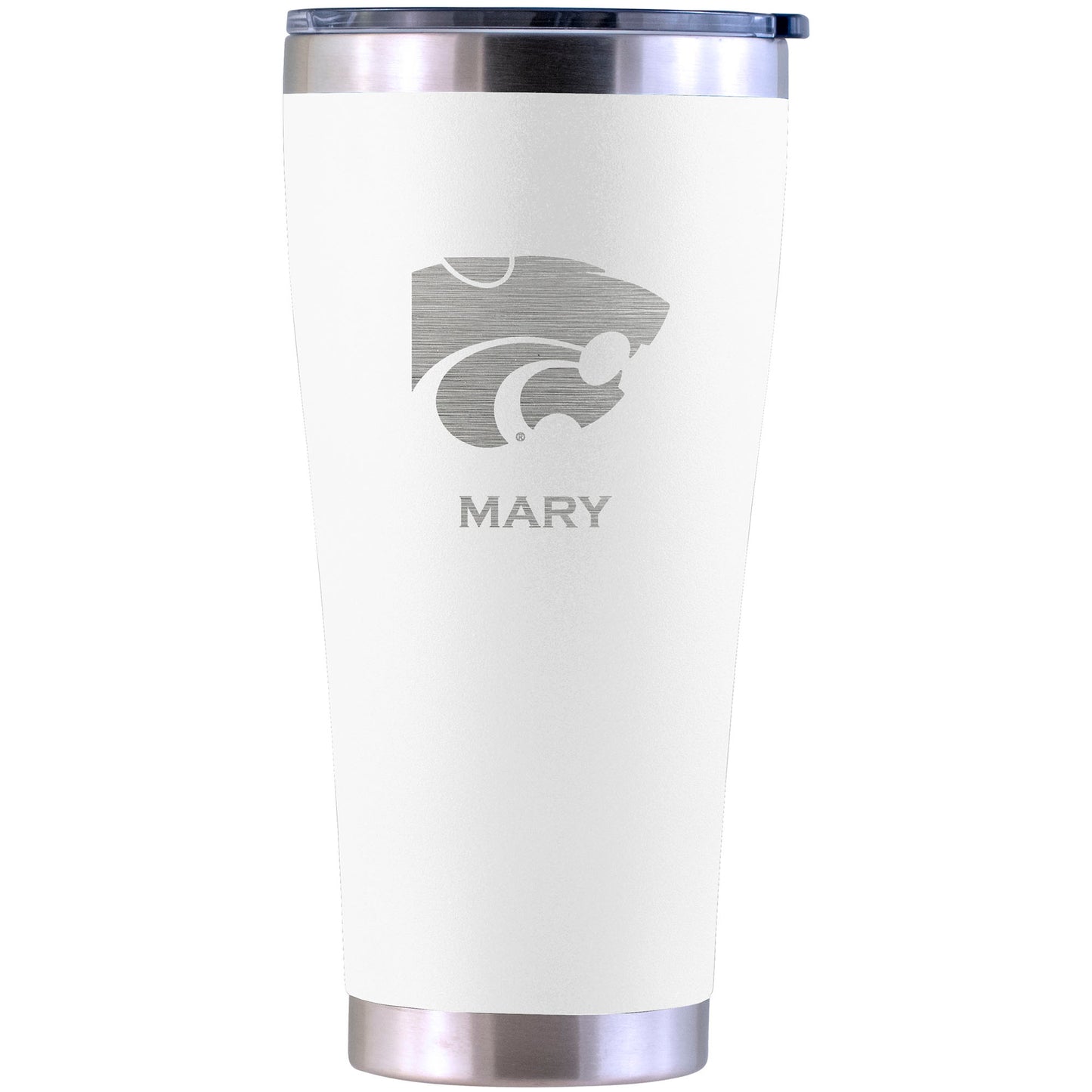 Kansas State Wildcats Personalized 30oz. Laser Etched White Tumbler