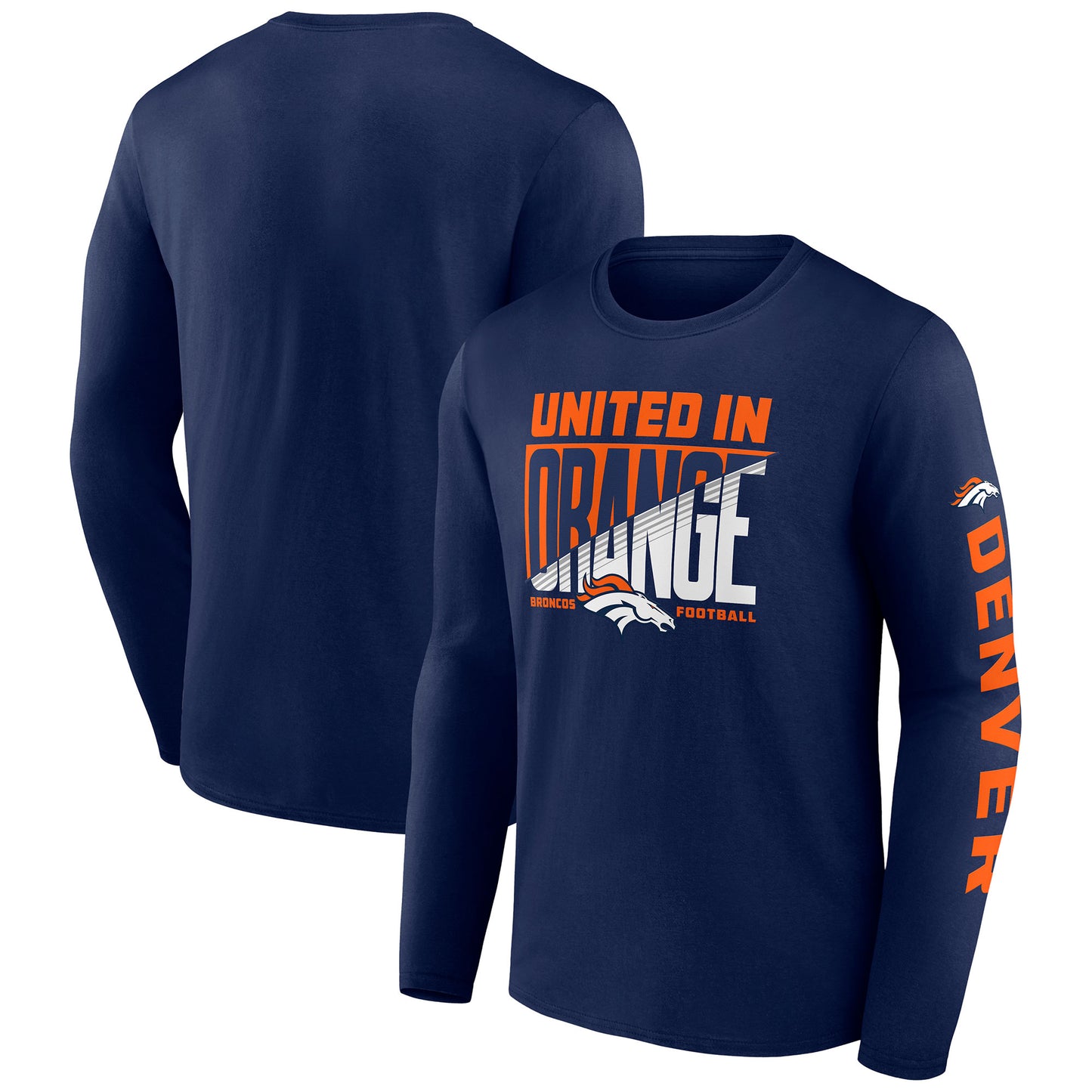 Men's Fanatics Navy Denver Broncos Hometown Collection Sweep Long Sleeve T-Shirt