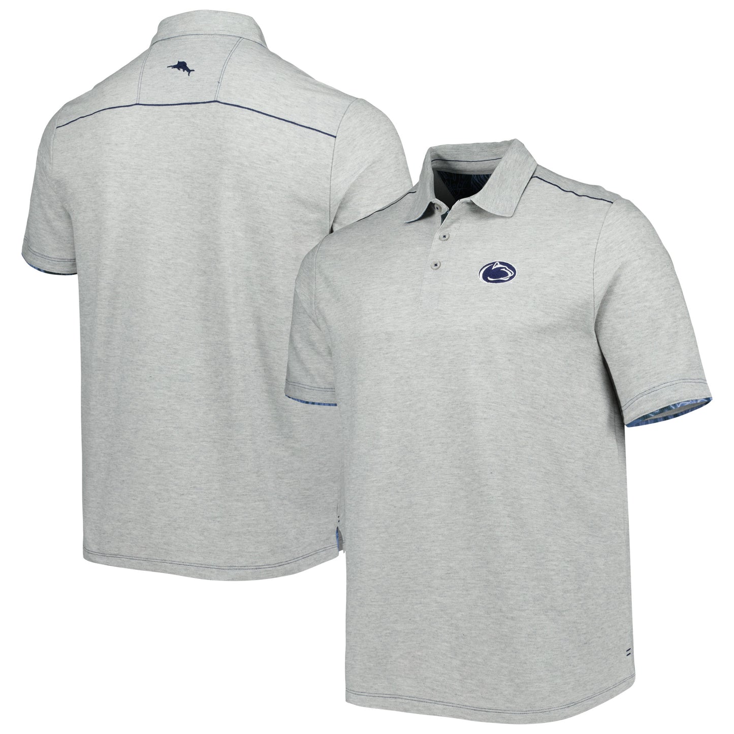 Men's Tommy Bahama Heathered Gray Penn State Nittany Lions IslandZone Tailgater Polo