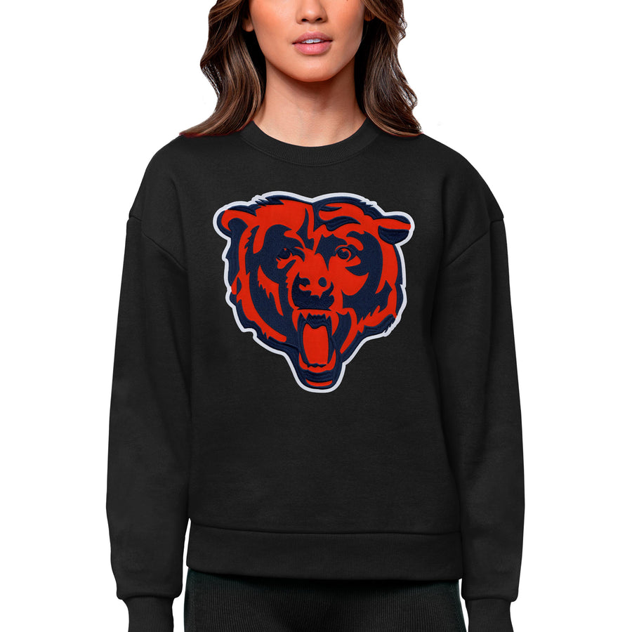 Women's Antigua Black Chicago Bears Victory Logo Pullover Sweatshirt