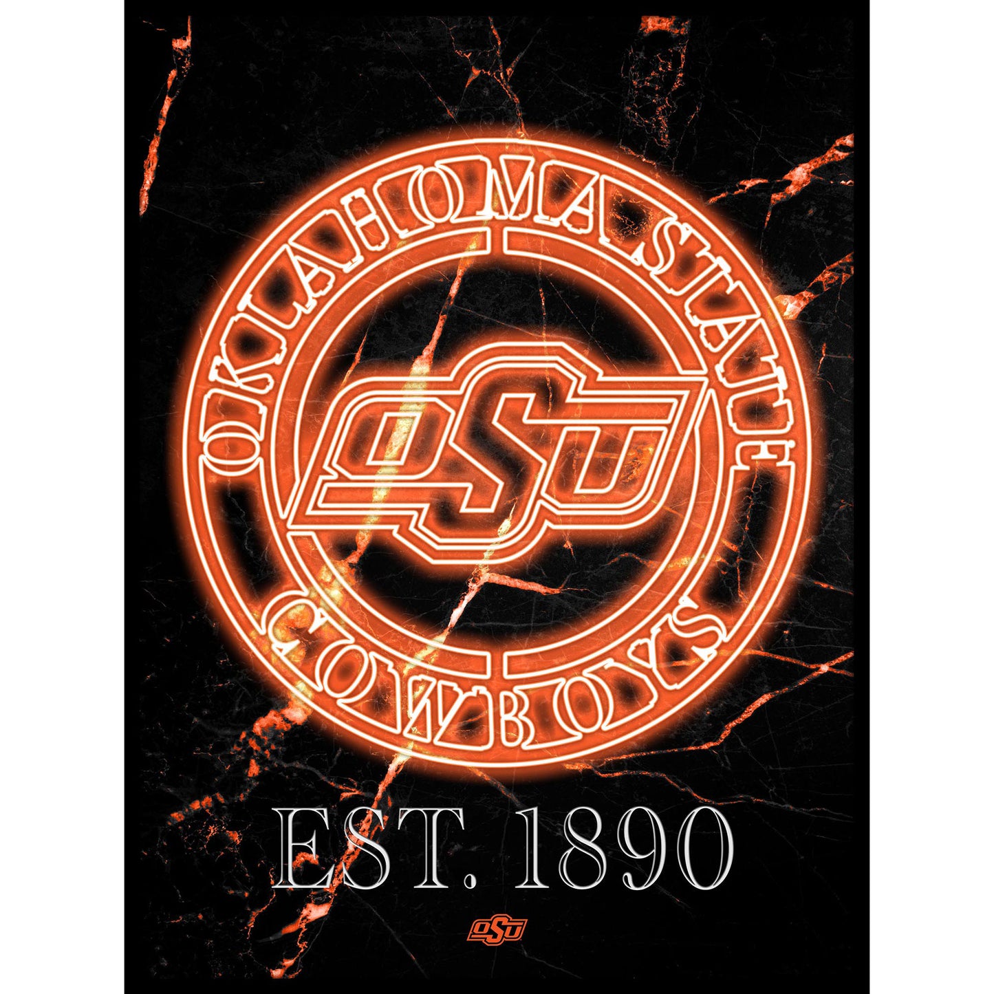 Black Oklahoma State Cowboys 12'' x 16'' Framed Circle Logo Print
